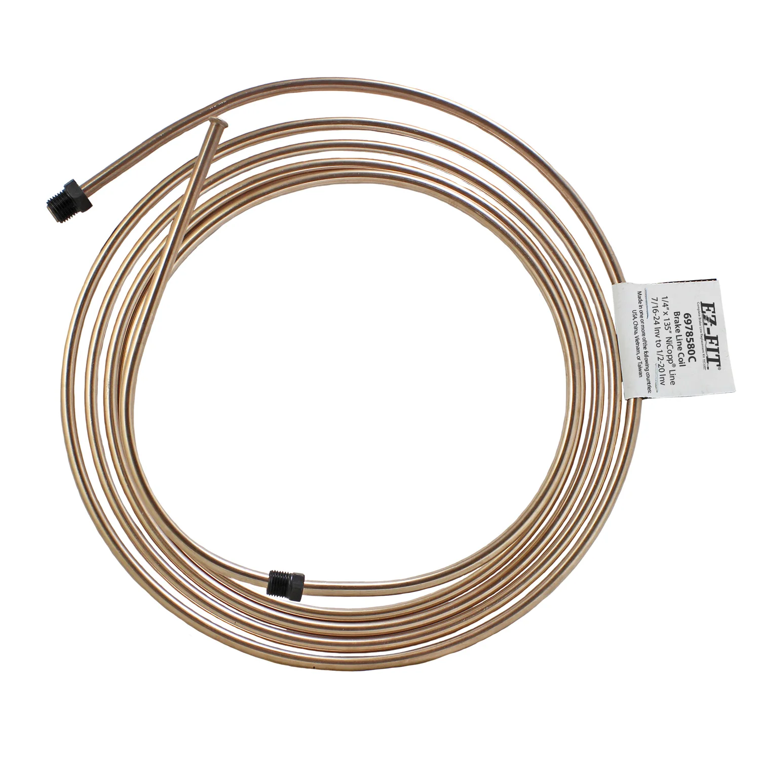 EZ-Fit NiCopp Brake Line 1/4" x 135" – Pre-Flared 7/16-24 I & 1/2-20 I