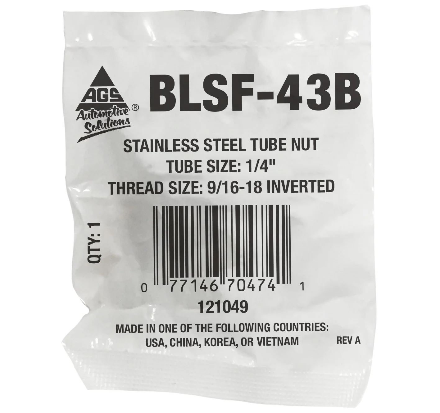 Stainless Steel Tube Nut 1/4" (9/16-18 Inverted) - Image 2