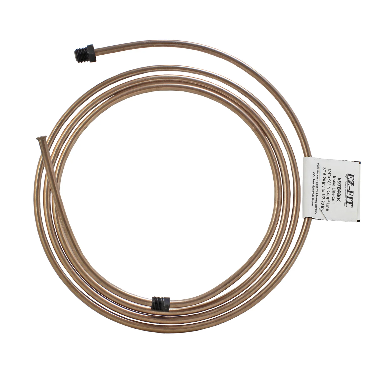 EZ-Fit NiCopp Brake Line 1/4" x 98" – Pre-Flared 7/16-24 I & 1/2-20 I
