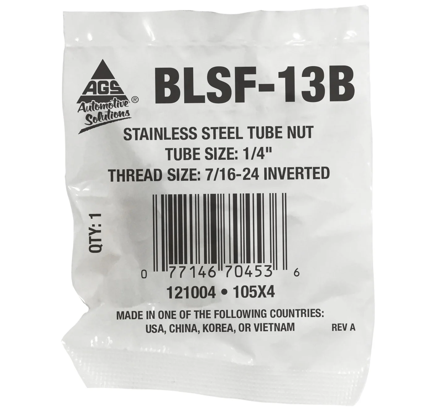 Stainless Steel Tube Nut 1/4" (7/16-24 Inverted) - Image 2