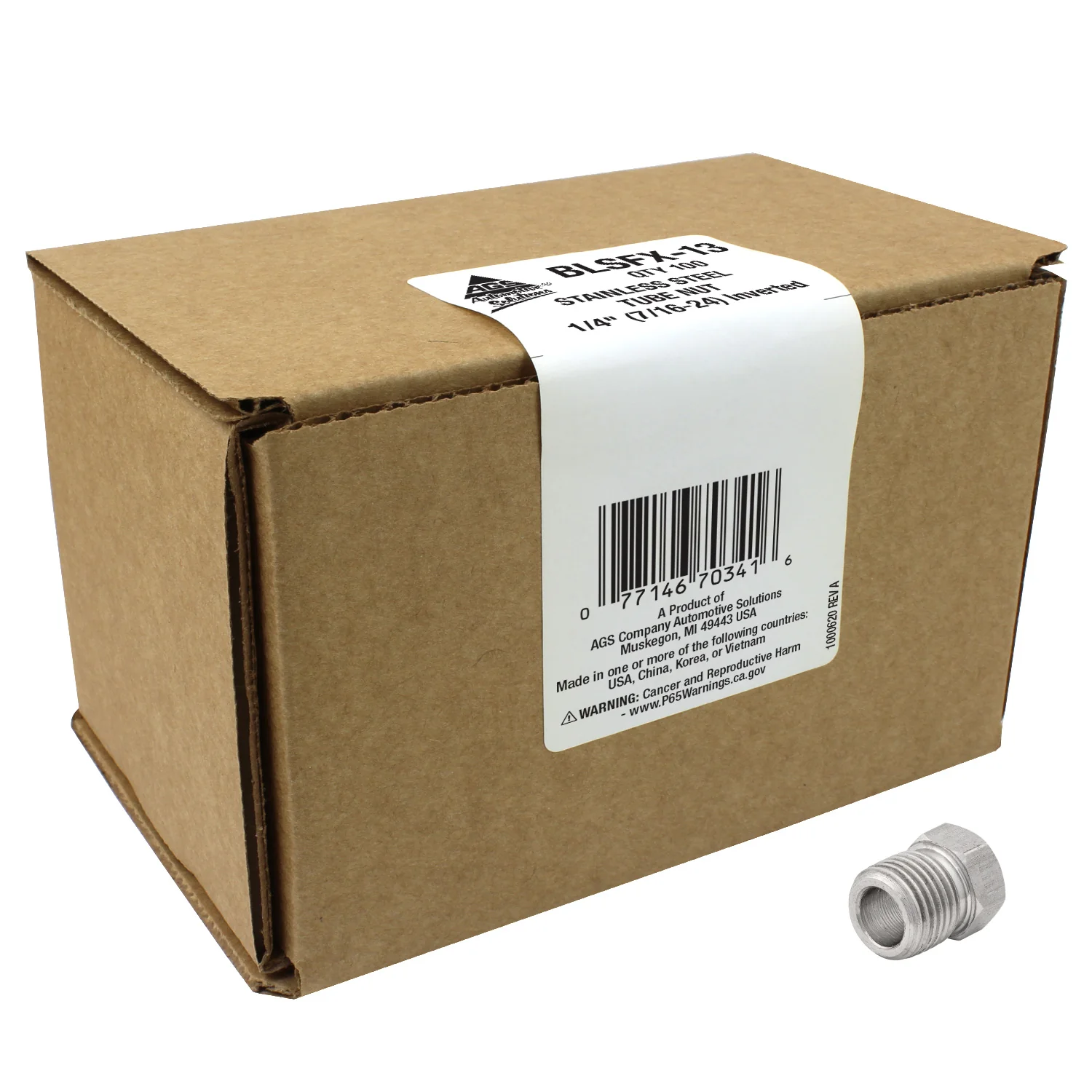 Stainless Steel Tube Nut 1/4" (7/16-24 Inverted) - Image 3