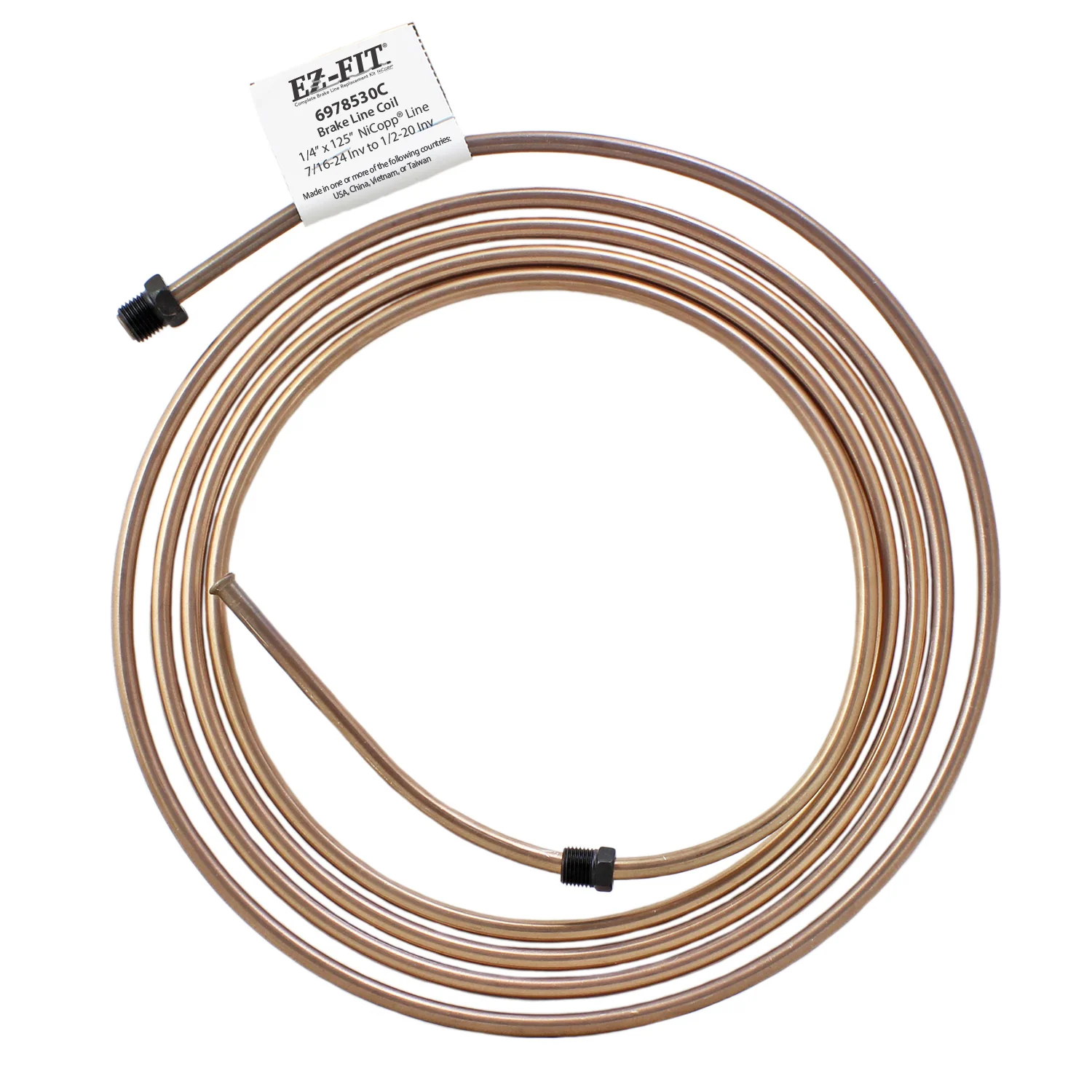 EZ-Fit NiCopp Brake Line 1/4" x 125" – Pre-Flared 7/16-24 I & 1/2-20 I