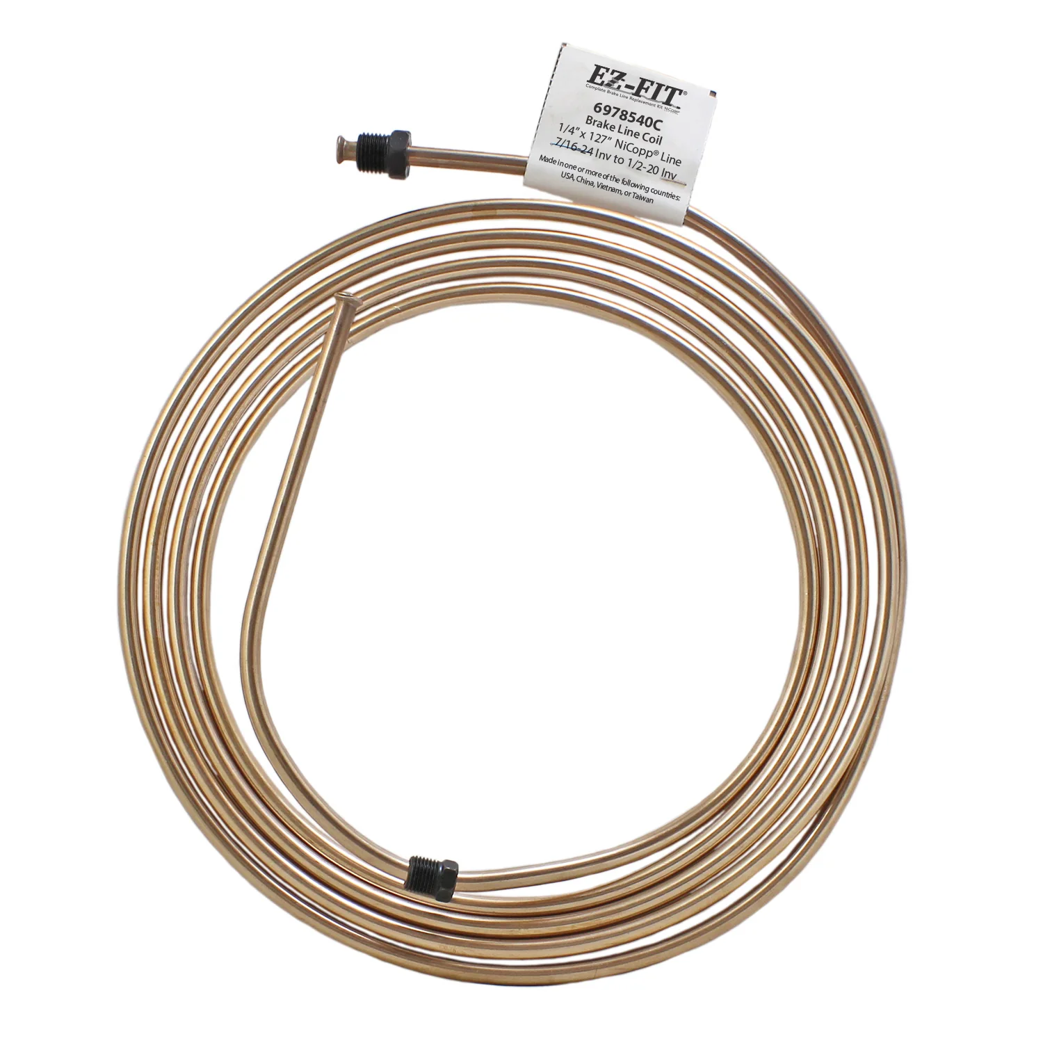 EZ-Fit NiCopp Brake Line 1/4" x 127" – Pre-Flared 7/16-24 I & 1/2-20 I