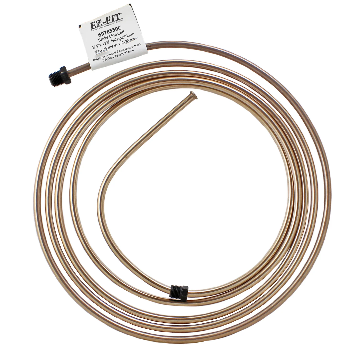 EZ-Fit NiCopp Brake Line 1/4" x 128" – Pre-Flared 7/16-24 I & 1/2-20 I