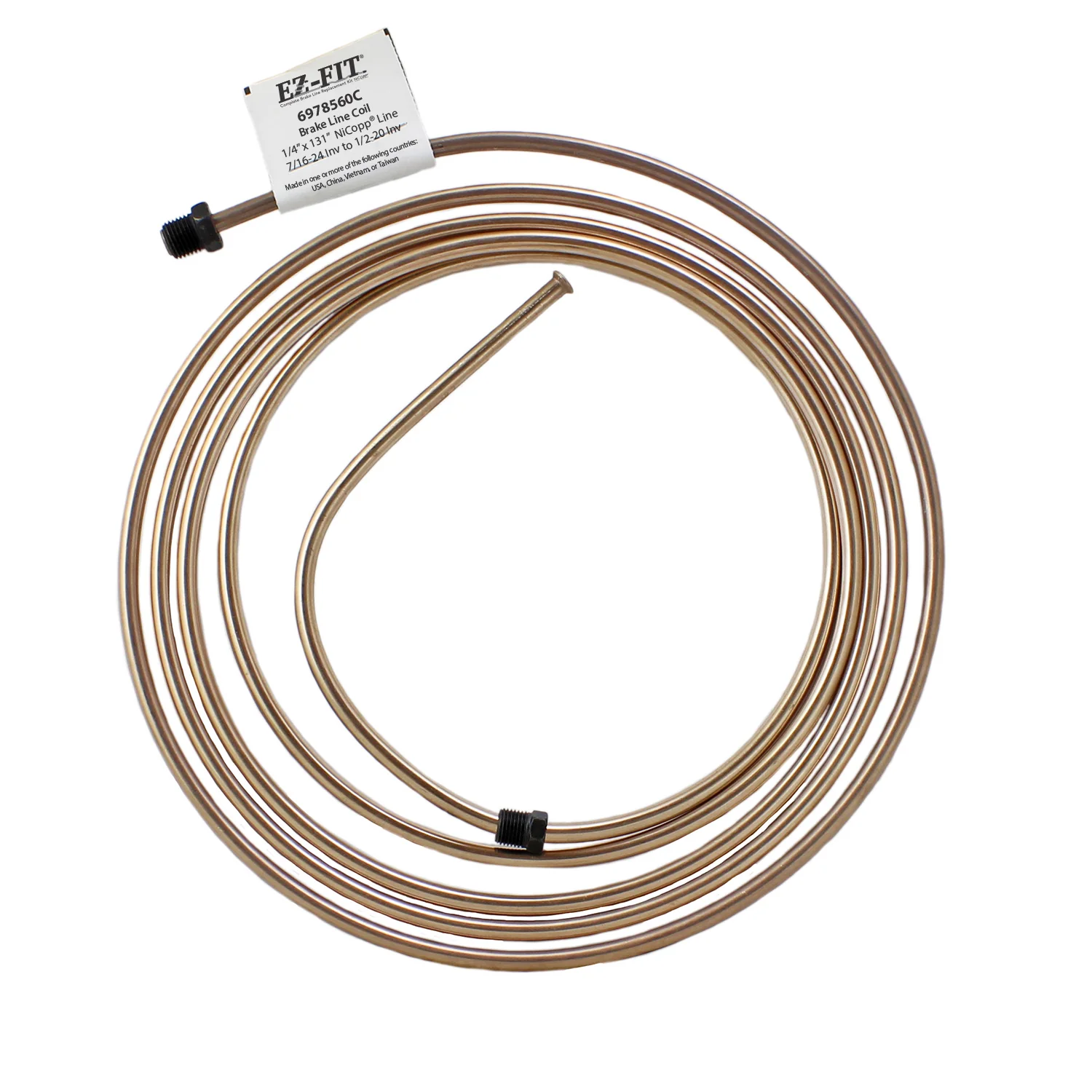 EZ-Fit NiCopp Brake Line 1/4" x 131" – Pre-Flared 7/16-24 I & 1/2-20 I
