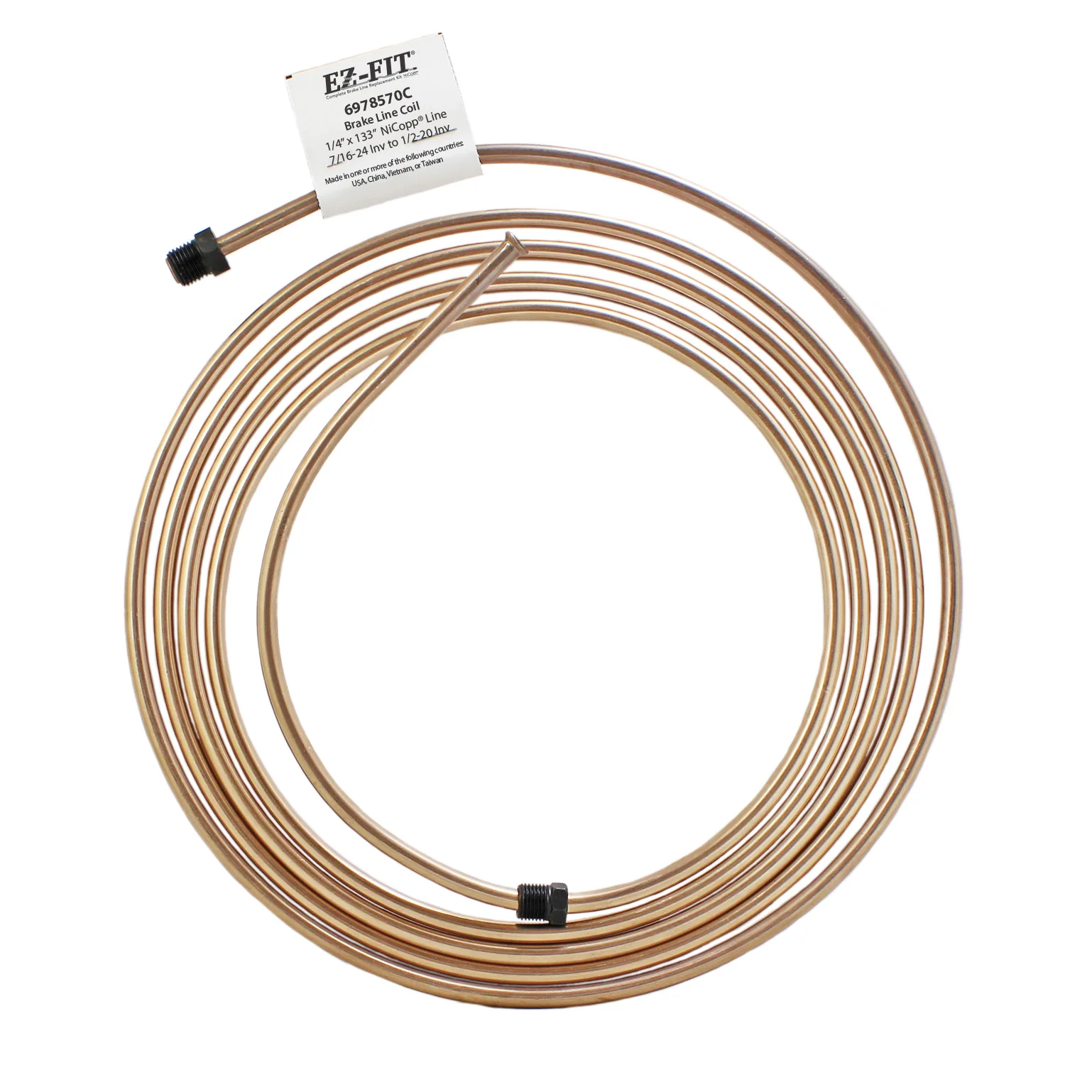 EZ-Fit NiCopp Brake Line 1/4" x 133" – Pre-Flared 7/16-24 I & 1/2-20 I