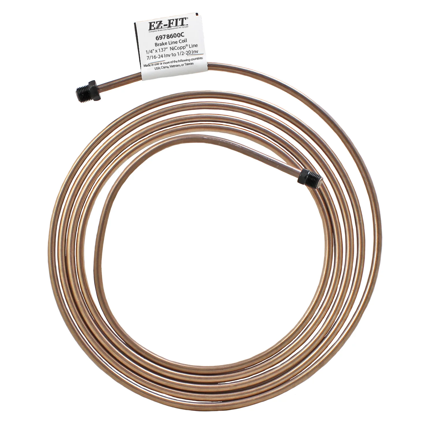 EZ-Fit NiCopp Brake Line 1/4" x 137" – Pre-Flared 7/16-24 I & 1/2-20 I