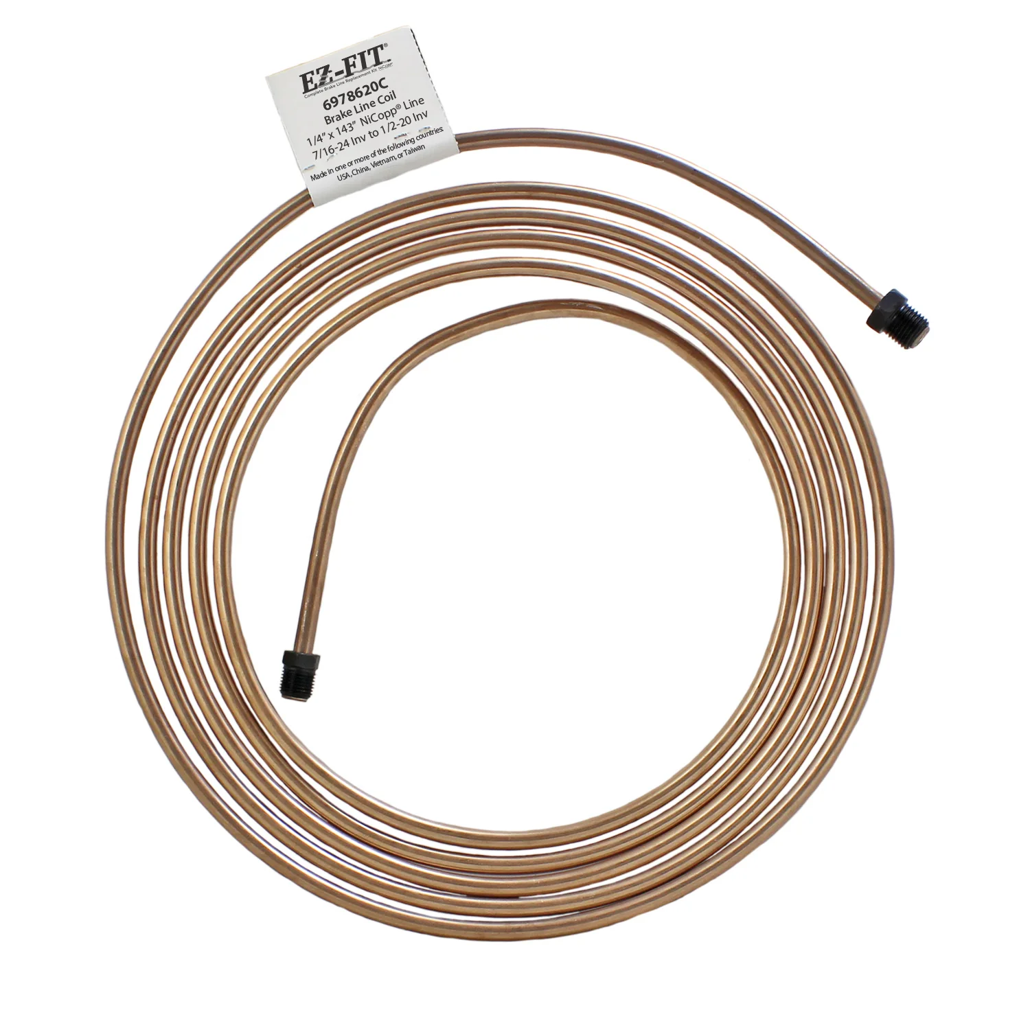EZ-Fit NiCopp Brake Line 1/4" x 143" – Pre-Flared 7/16-24 I & 1/2-20 I