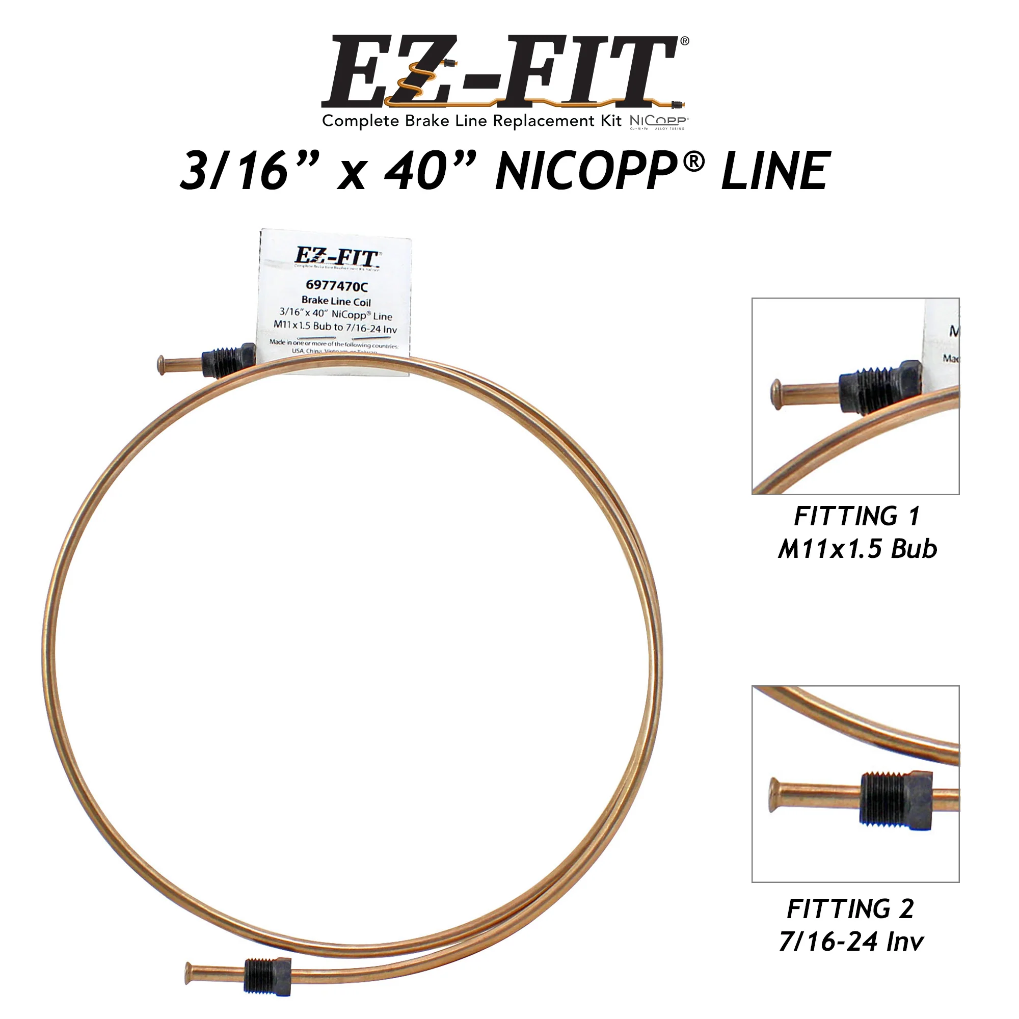 EZ-Fit NiCopp Brake Line 1/4" x 95" – Pre-Flared 7/16-24 I & 1/2-20 I - Image 2