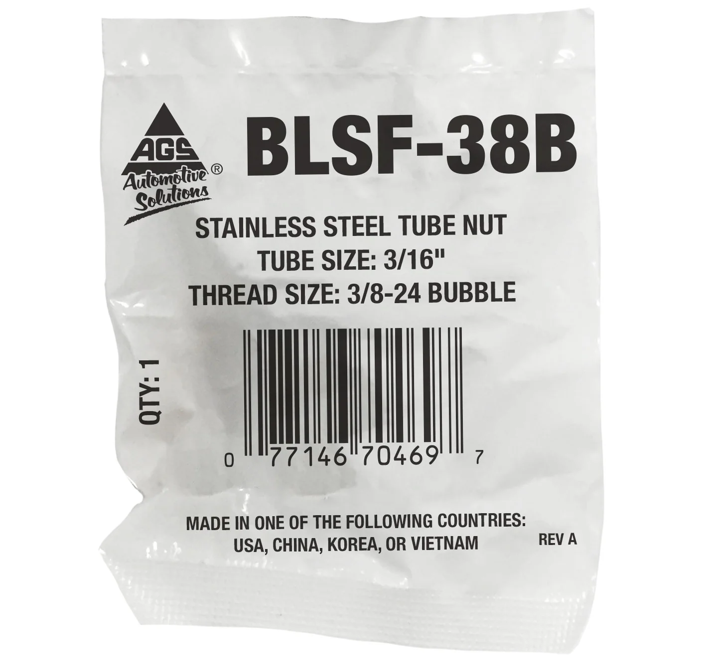 Stainless Steel Tube Nut 3/16" (3/8-24 Bubble) - Image 2