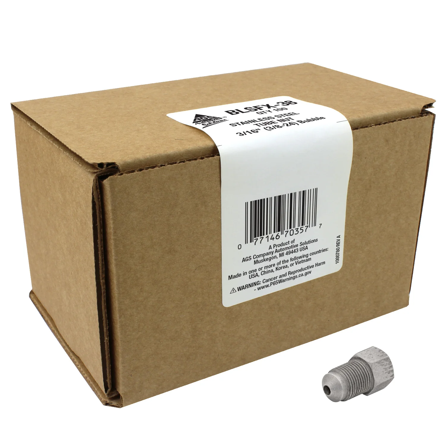 Stainless Steel Tube Nut 3/16" (3/8-24 Bubble) - Image 3