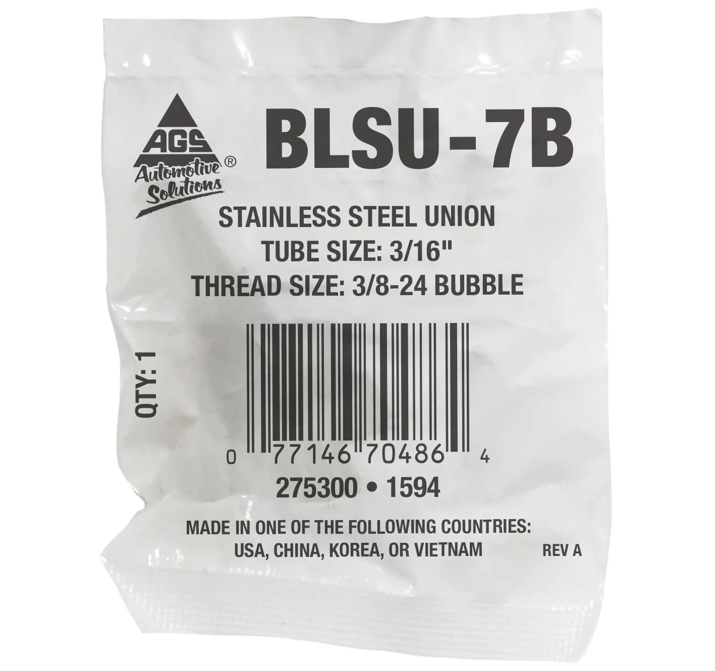 Stainless Steel Brake Line Union 3/16" (3/8-24 Bubble) - Image 2