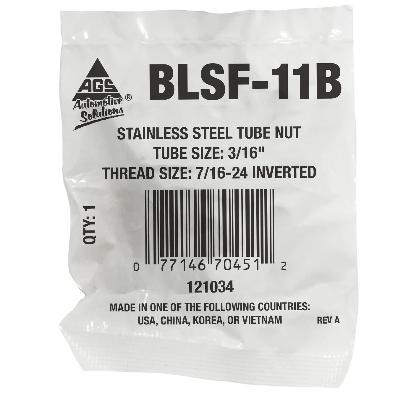 Tube Nut, Stainless Steel, 3/16" (7/16-24 I) - Image 2
