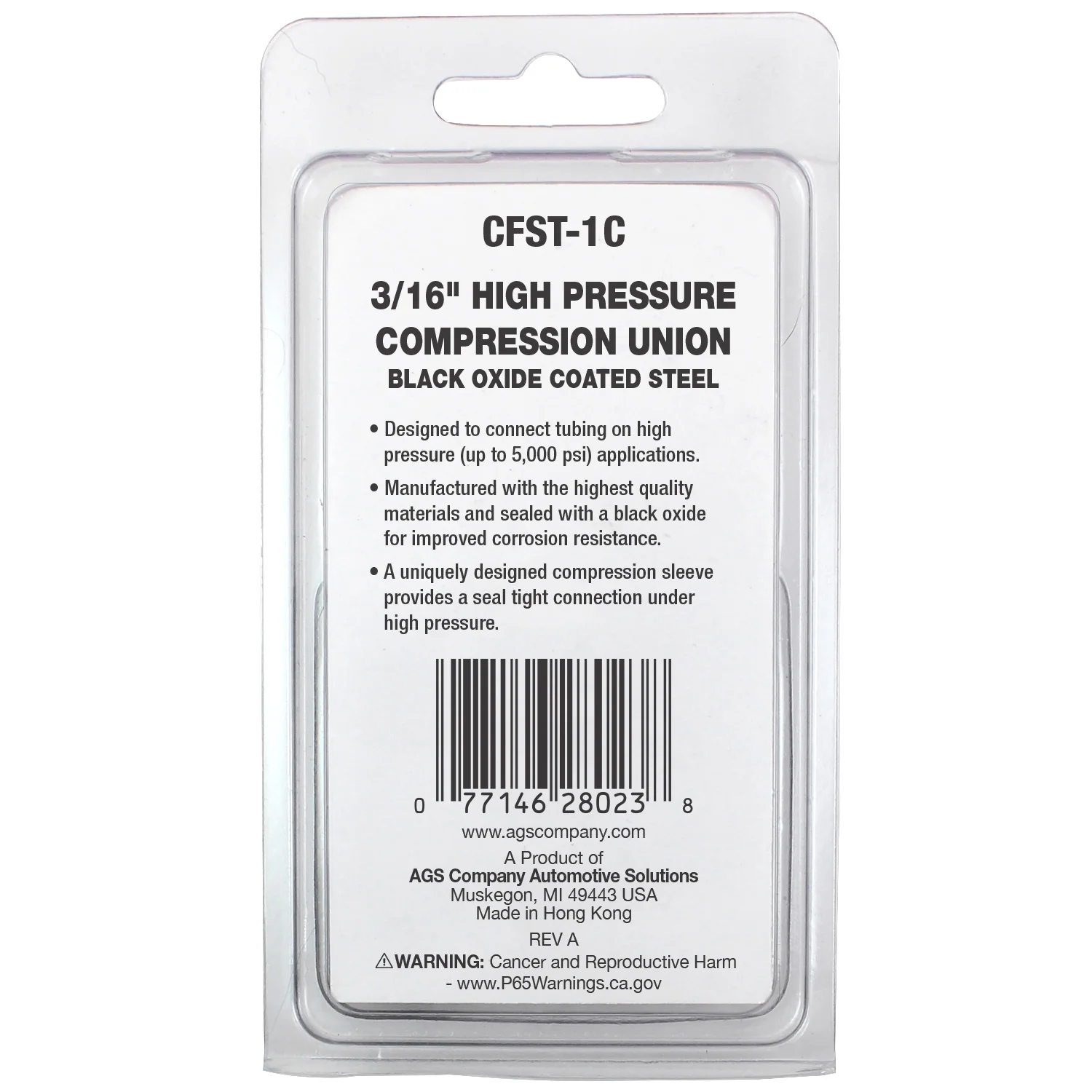 Compression Union High-Pressure Black Oxide Steel 3/16" – Card of 1 - Image 3