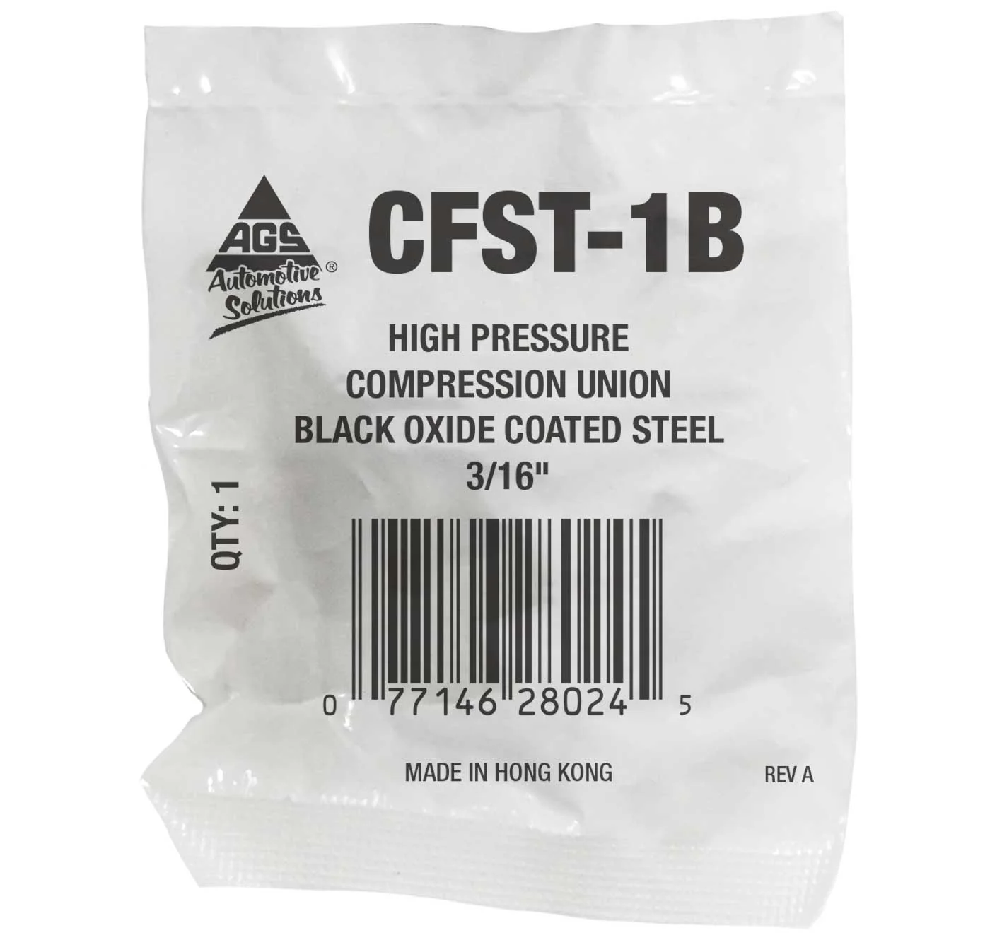 Union Compression, High Pressure, Black Oxide Coated Steel, 3/16" - Image 2