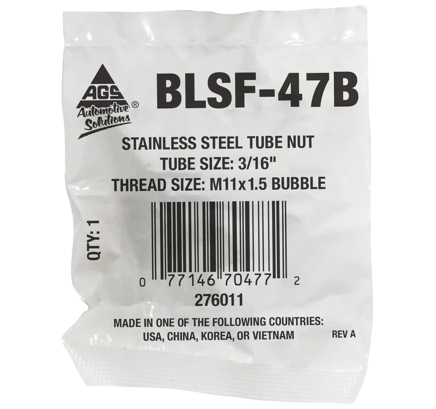 Stainless Steel Tube Nut 3/16" (M11x1.5 Bubble) - Image 2