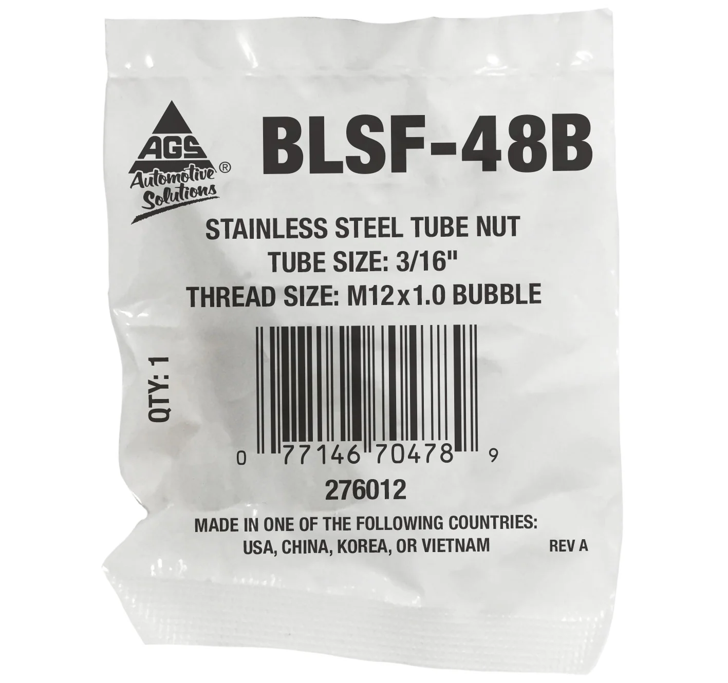 Stainless Steel Tube Nut 3/16" (M12x1.0 Bubble) - Image 2
