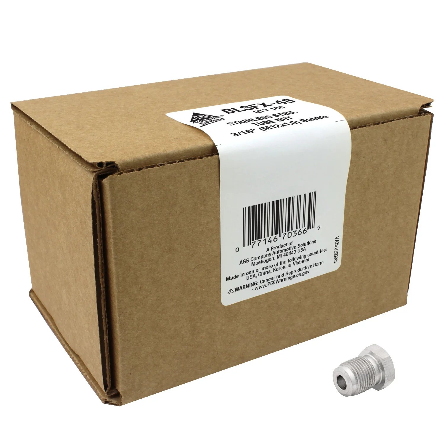 Stainless Steel Tube Nut 3/16" (M12x1.0 Bubble) - Image 3
