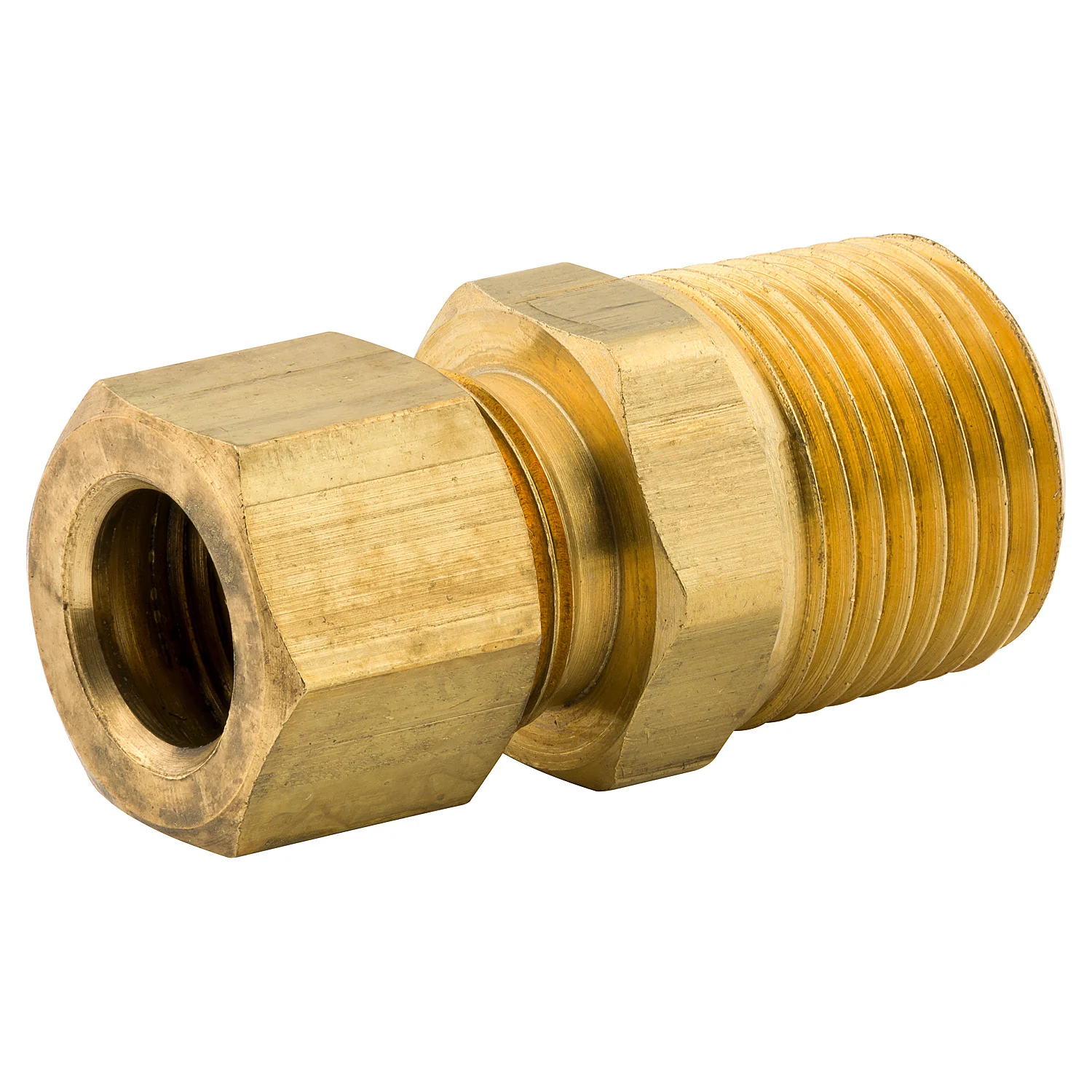 Connector Compression, Brass, 3/8" (3/8 NPTM), Bag of 1