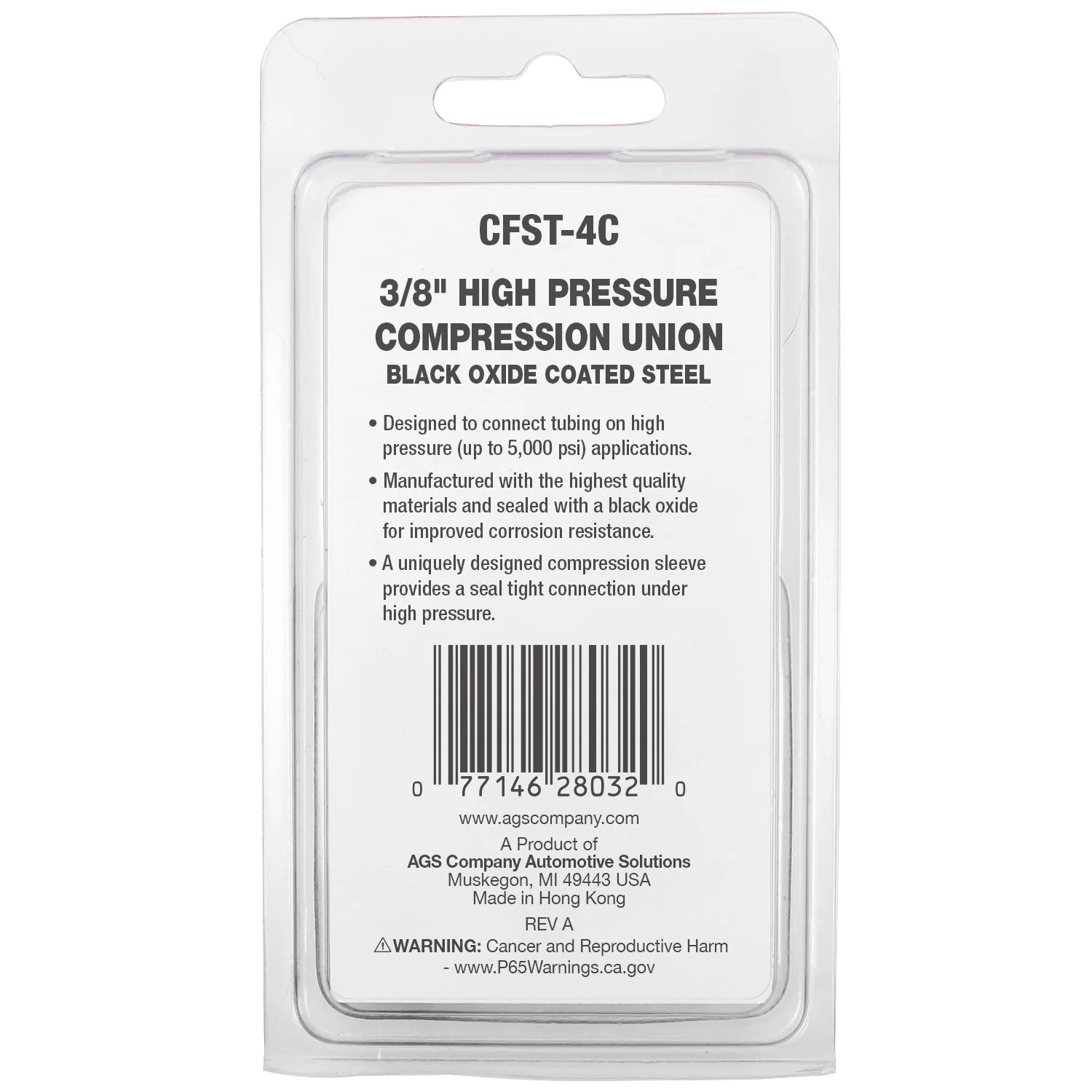 Compression Union High-Pressure Black Oxide Steel 3/8" – Card of 1 - Image 3