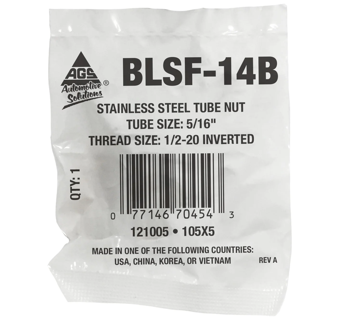 Stainless Steel Tube Nut 5/16" (1/2-20 Inverted) - Image 2