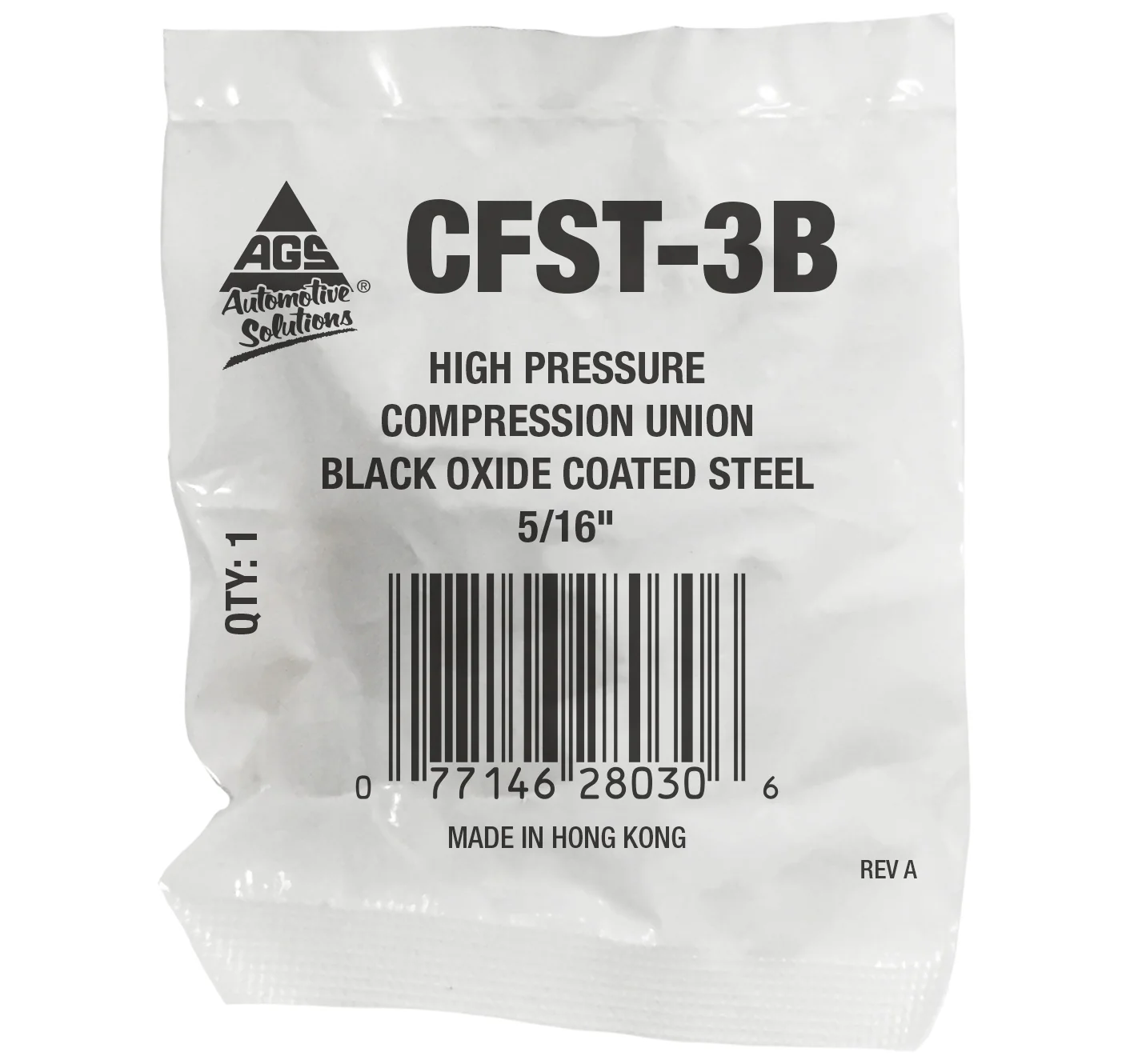 Compression Union High-Pressure Black Oxide Steel 5/16" – Bag of 1 - Image 2
