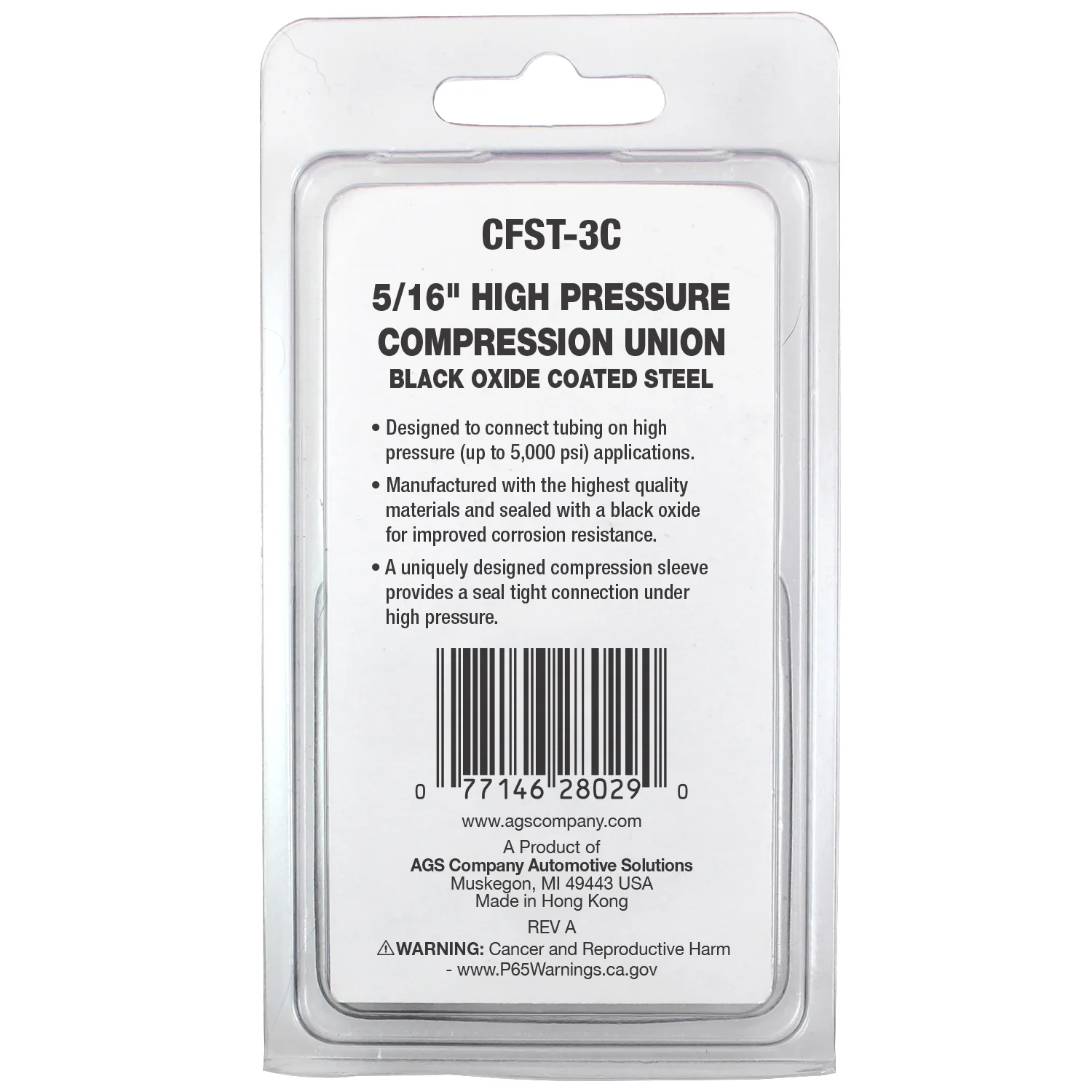 Union Compression, High Pressure, Black Oxide Coated Steel, 5/16, Card of 1 - Image 3