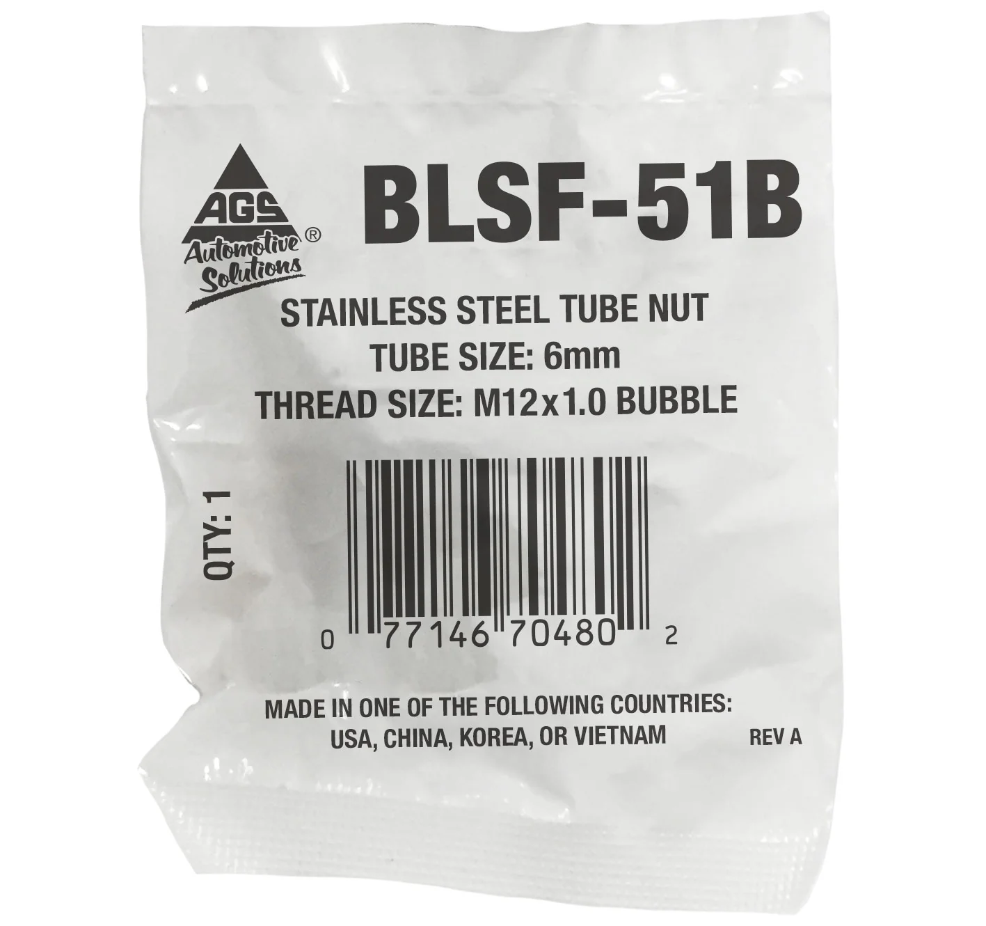 Stainless Steel Tube Nut 6mm (M12x1.0 Bubble) - Image 2