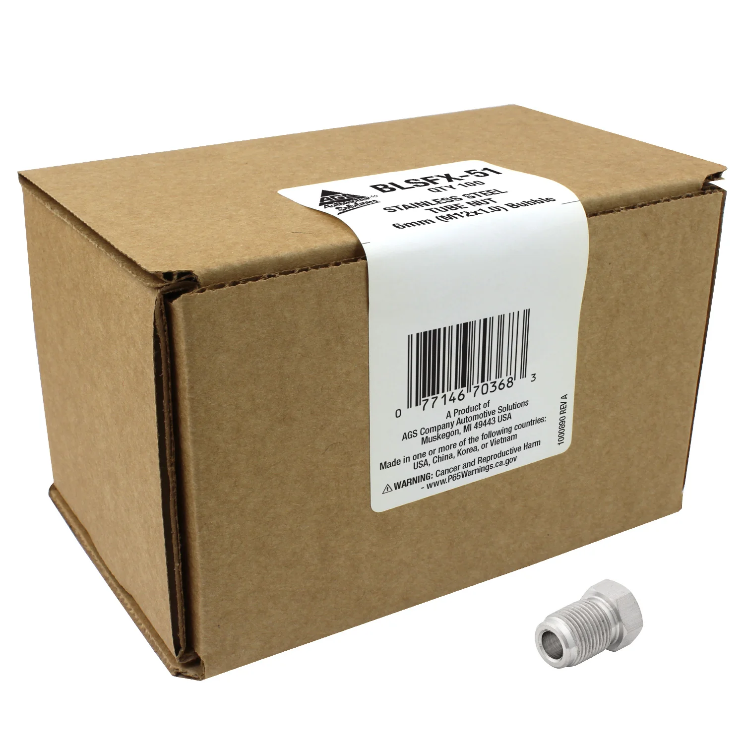 Stainless Steel Tube Nut 6mm (M12x1.0 Bubble) - Image 3
