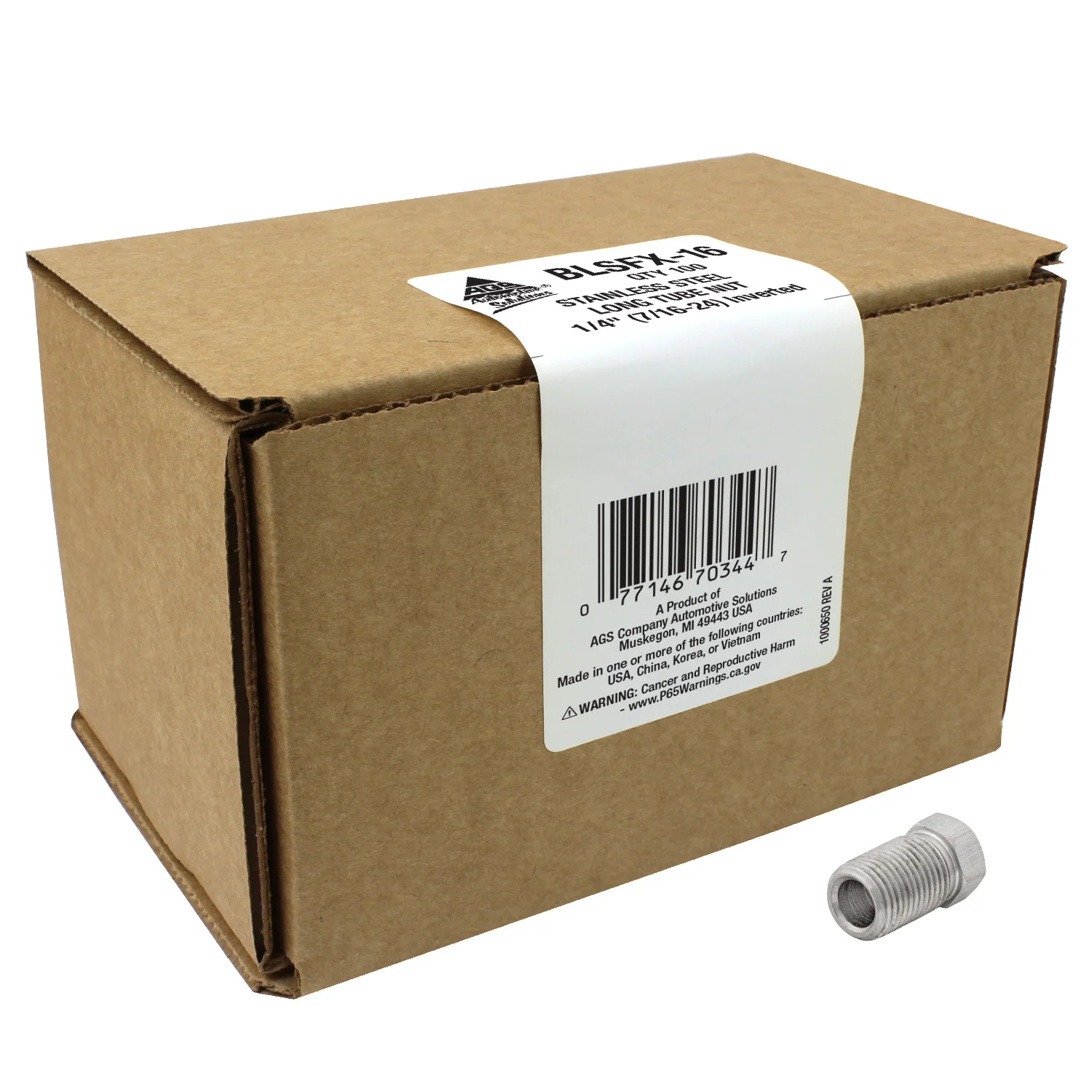 Stainless Steel Long Tube Nut 1/4" (7/16-24 Inverted) - Image 3