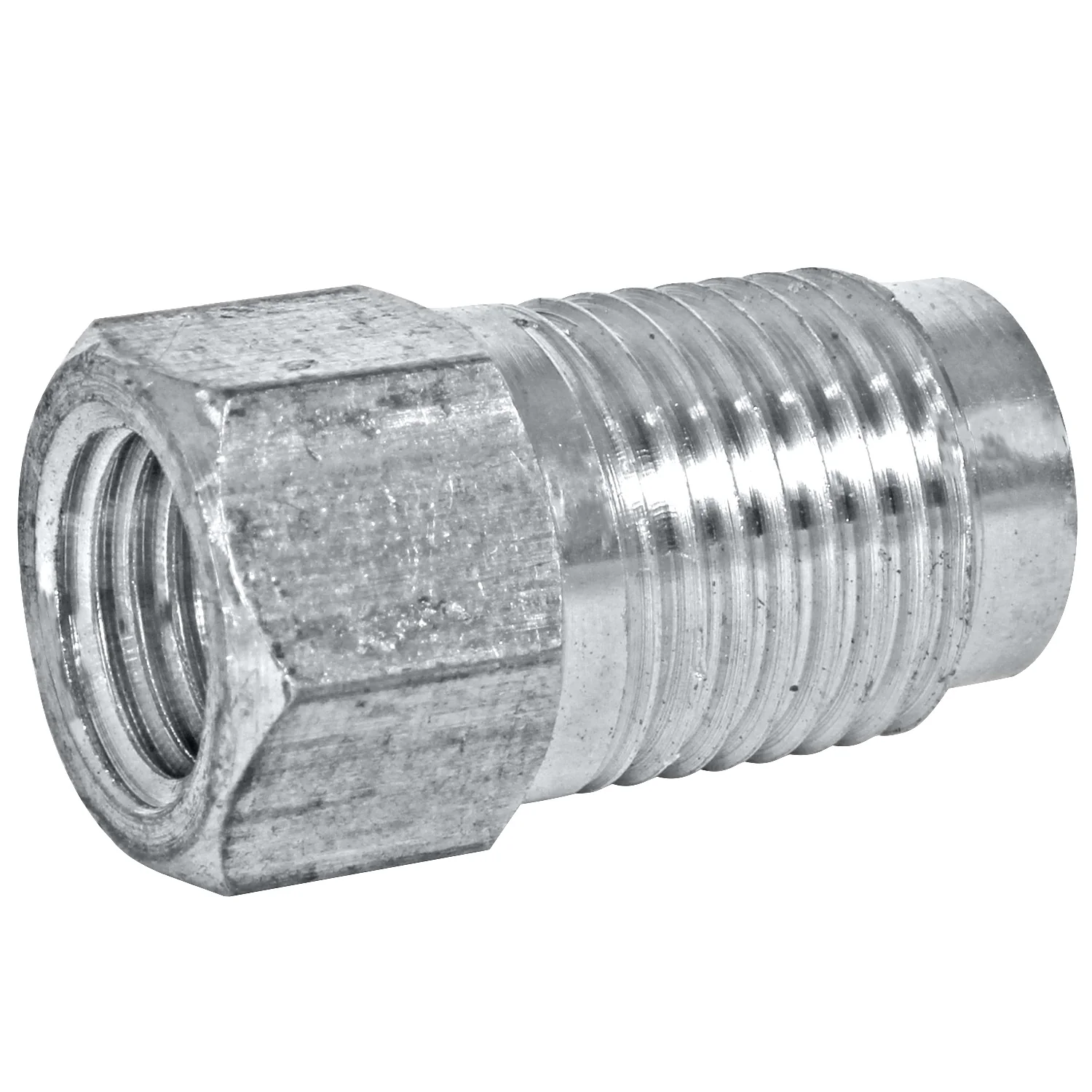 Stainless Steel Brake Line Adapter F(3/8-24 Inverted) × M(1/2-20 Inverted)
