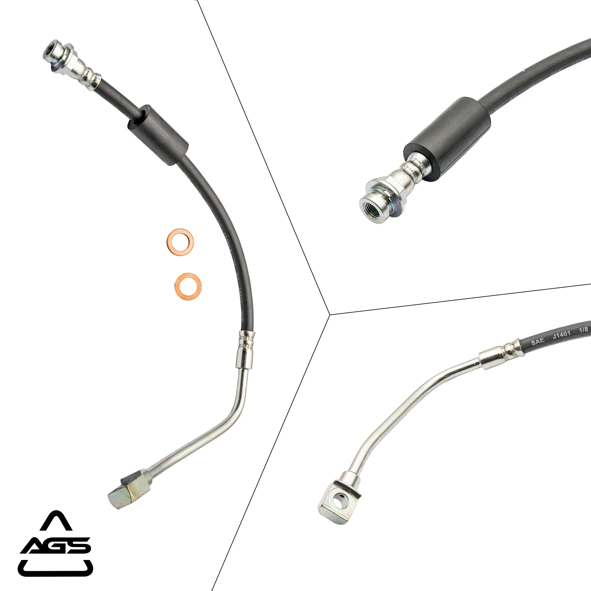 1988-2000 Multi-Vehicle Application Front Left Rubber Brake Hose | AGS-KT70412 - Image 4