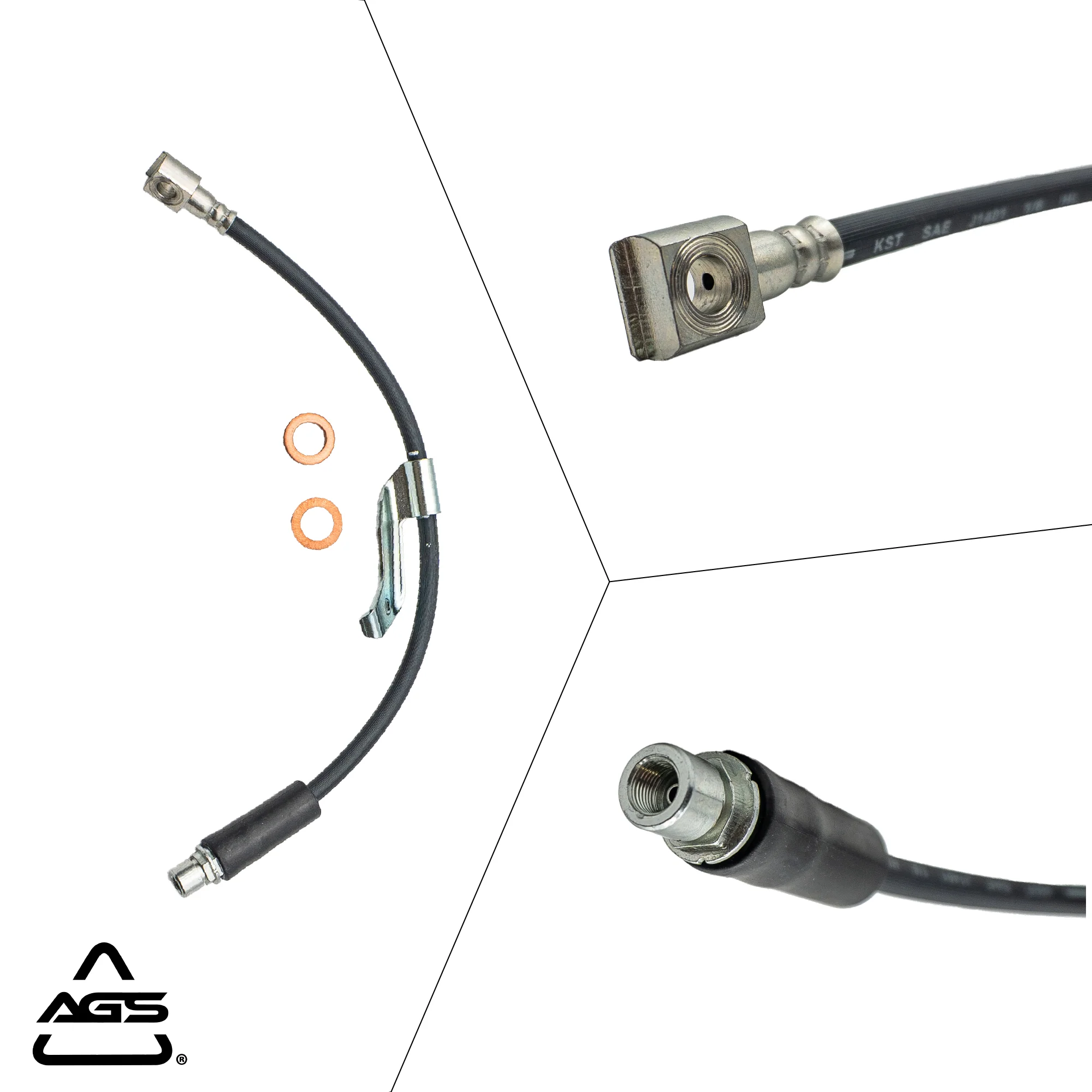2003-2007 Chevrolet Equinox, Pontiac Torrent +1 More Front Left Rubber Brake Hose | AGS-KT70539