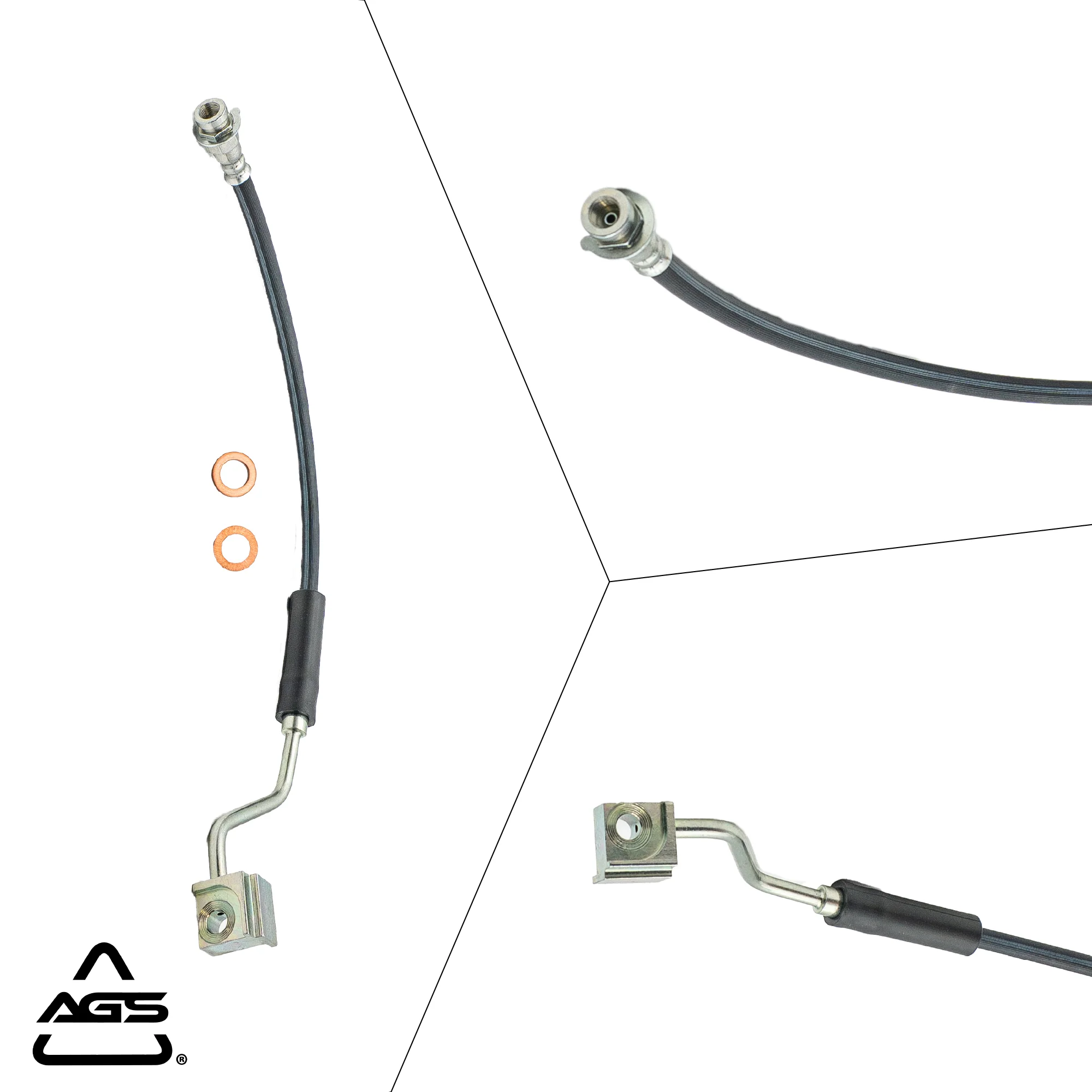 1980-1989 Ford Bronco, Ford F-100 +2 More Front Left Rubber Brake Hose | AGS-KT60007