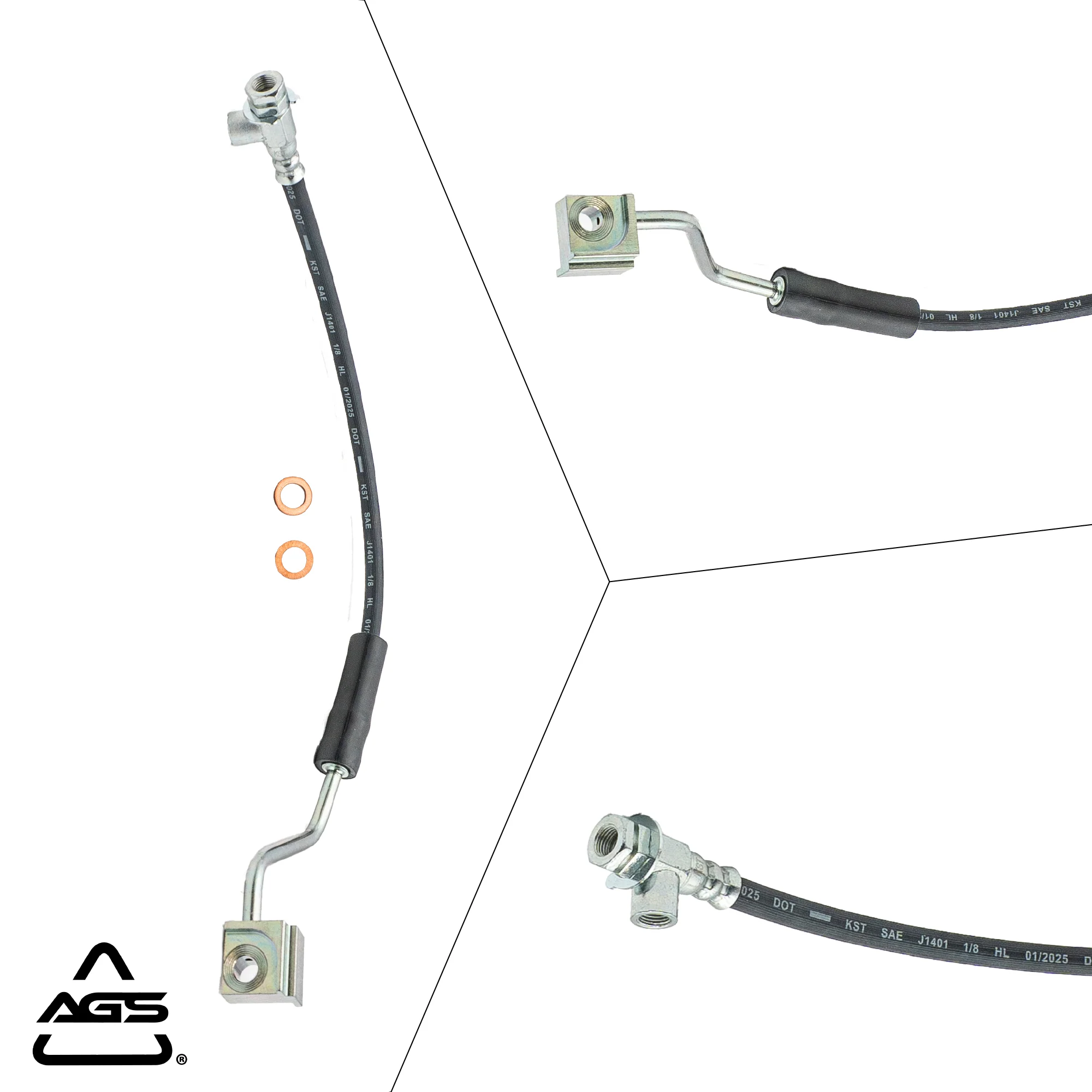 1990-1996 Ford Bronco & F-150 Front Left Rubber Brake Hose | AGS-KT60616