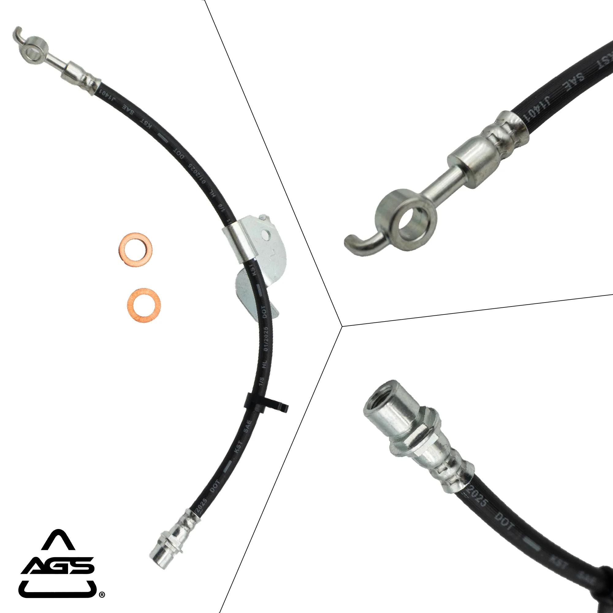 2012-2014 Ford F-150, Ford Lobo +1 More Front Left Rubber Brake Hose | AGS-KT60059N