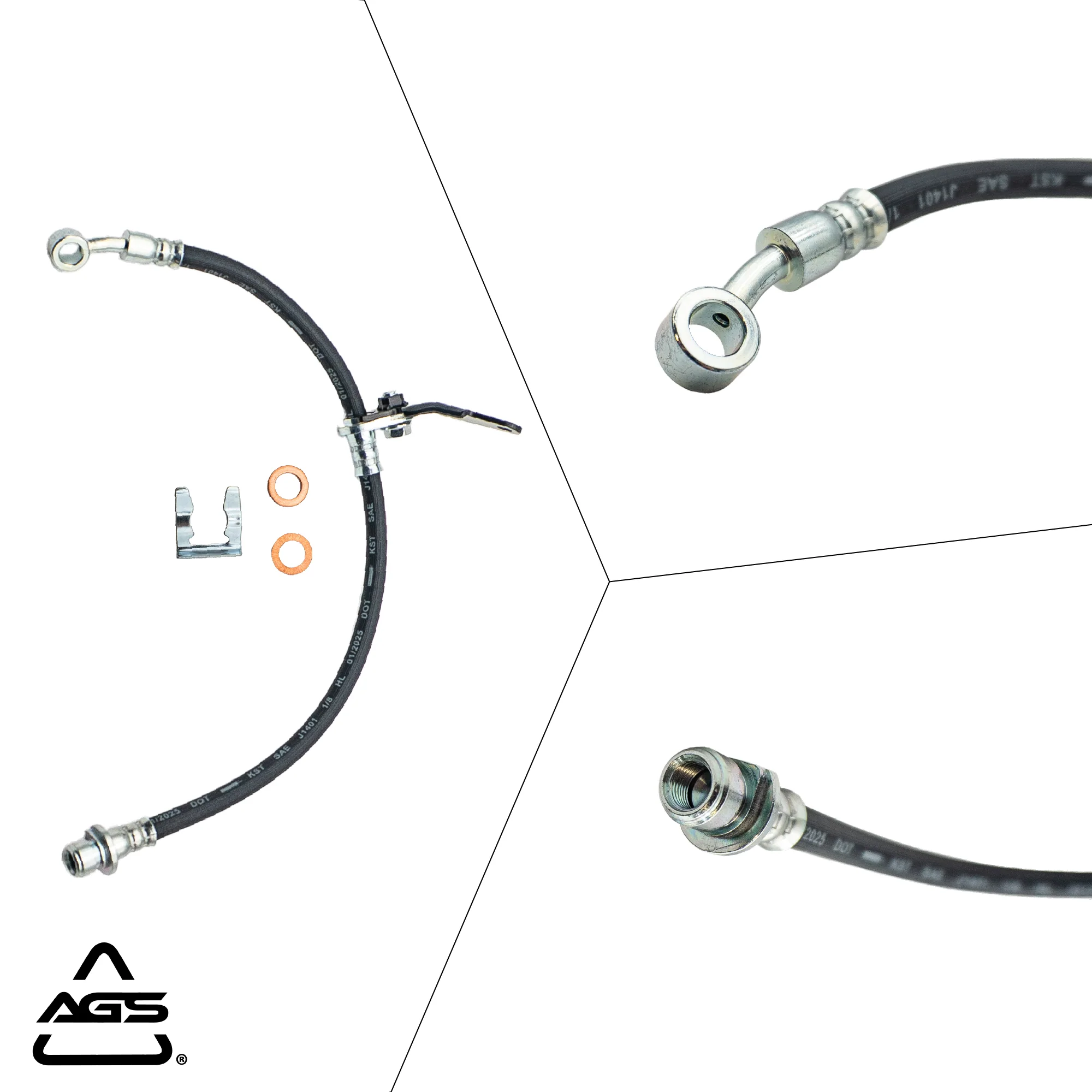 2003-2008 Acura TL, Acura TSX +1 More Front Right Rubber Brake Hose | AGS-KT40334