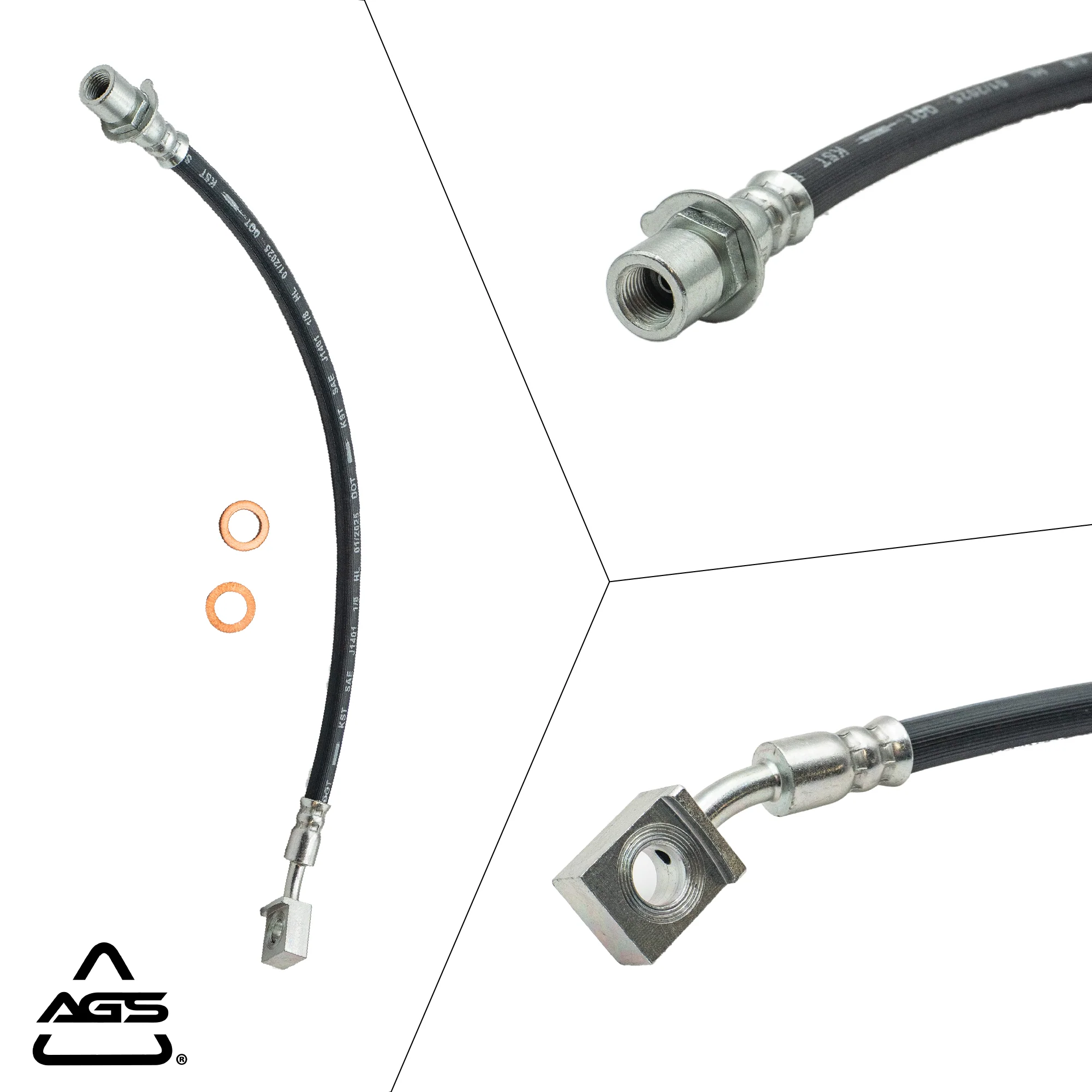 2007-2019 Multi-Vehicle Application Rear Right Rubber Brake Hose | AGS-KT70578