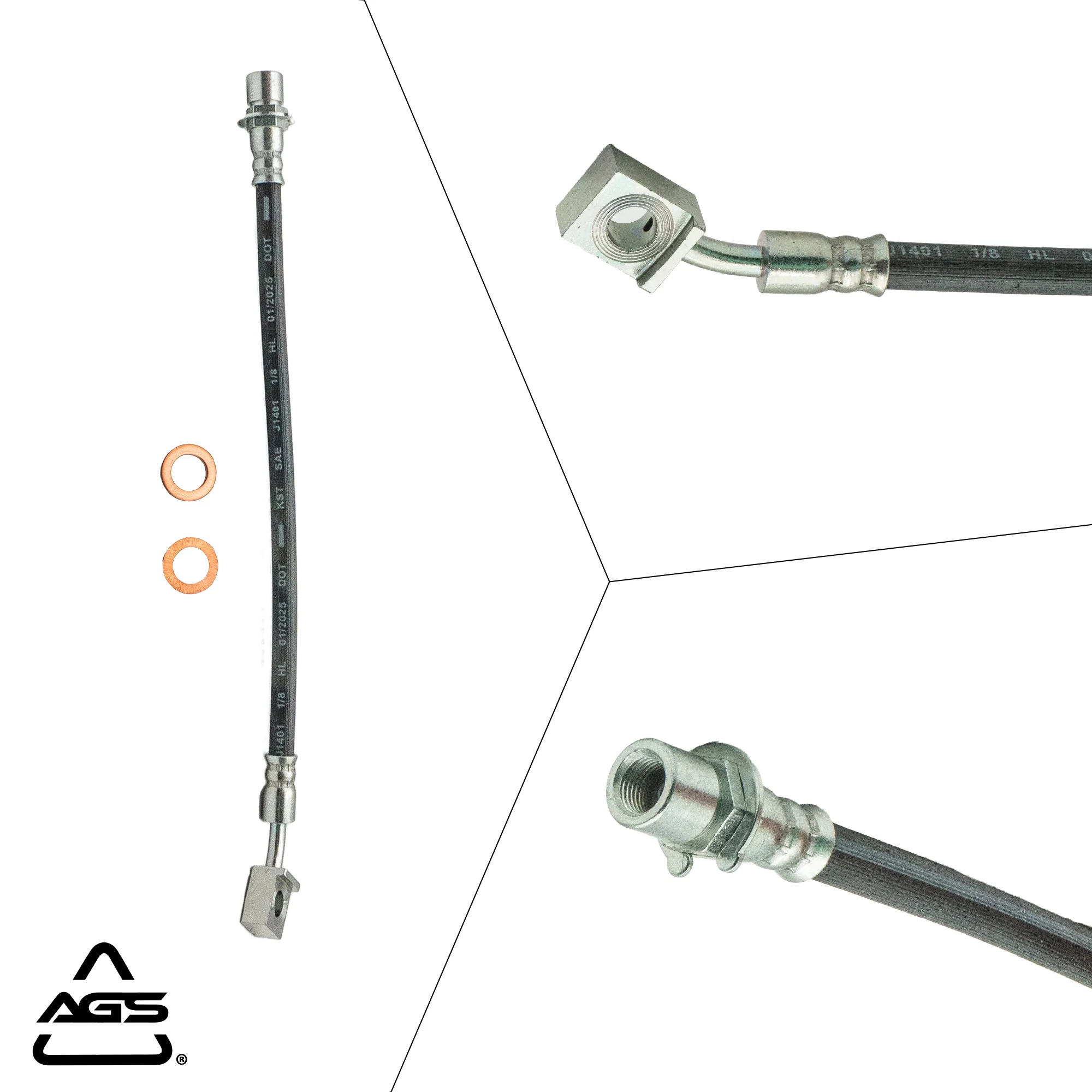 2007-2014 Multi-Vehicle Application Rear Left Rubber Brake Hose | AGS-KT70176
