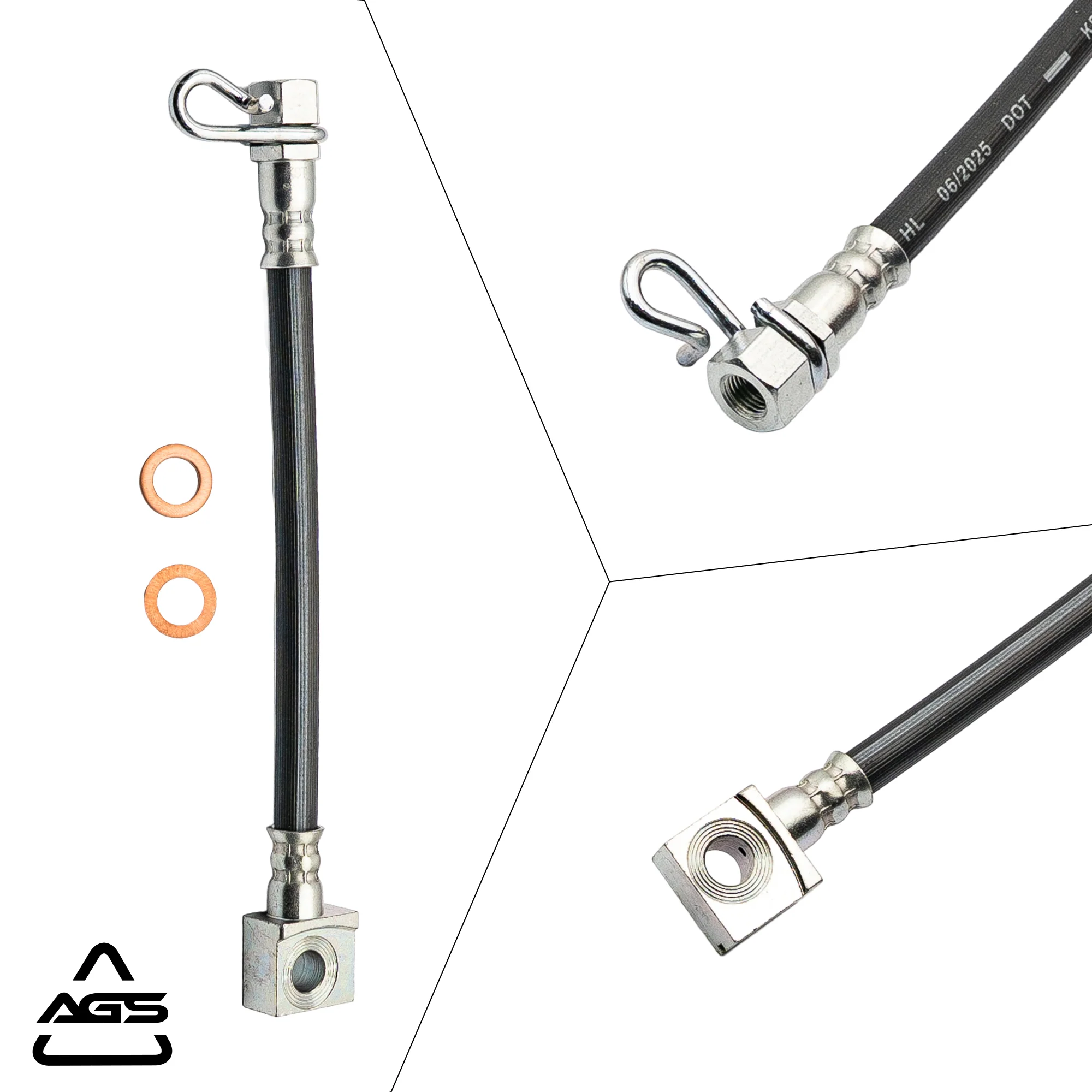 2002-2008 Dodge Ram 1500, Dodge Ram 2500 +1 More Rear Right Rubber Brake Hose | AGS-KT80274M - Image 4