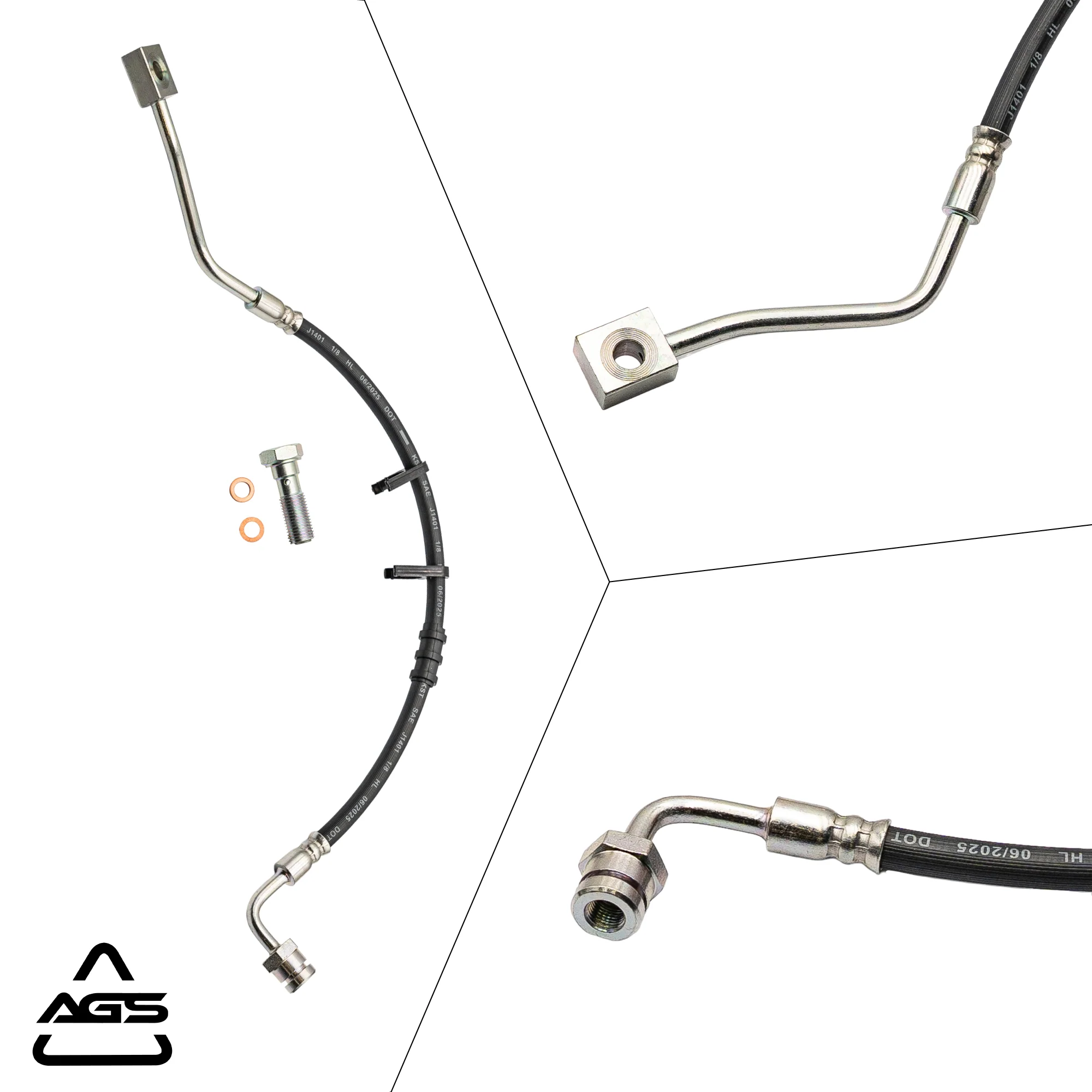 2008-2023 Multi-Vehicle Application Front Left Rubber Brake Hose | AGS-KT60099 - Image 4