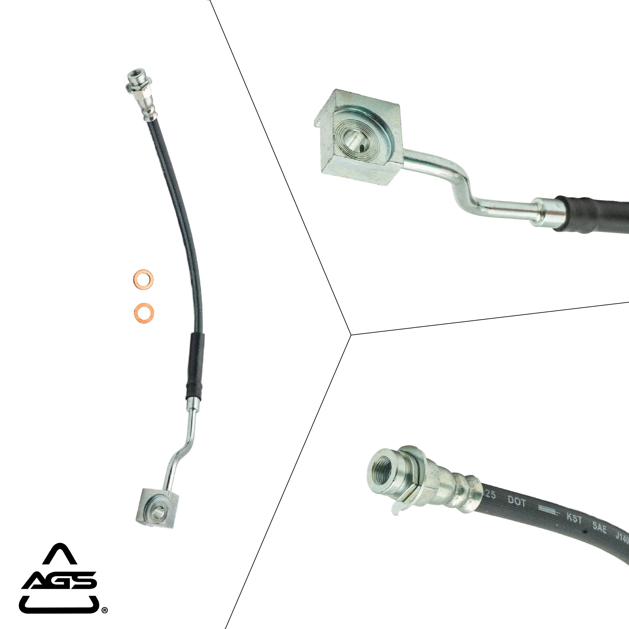 1980-1989 Ford Bronco, Ford F-100 +2 More Front Right Rubber Brake Hose | AGS-KT60006