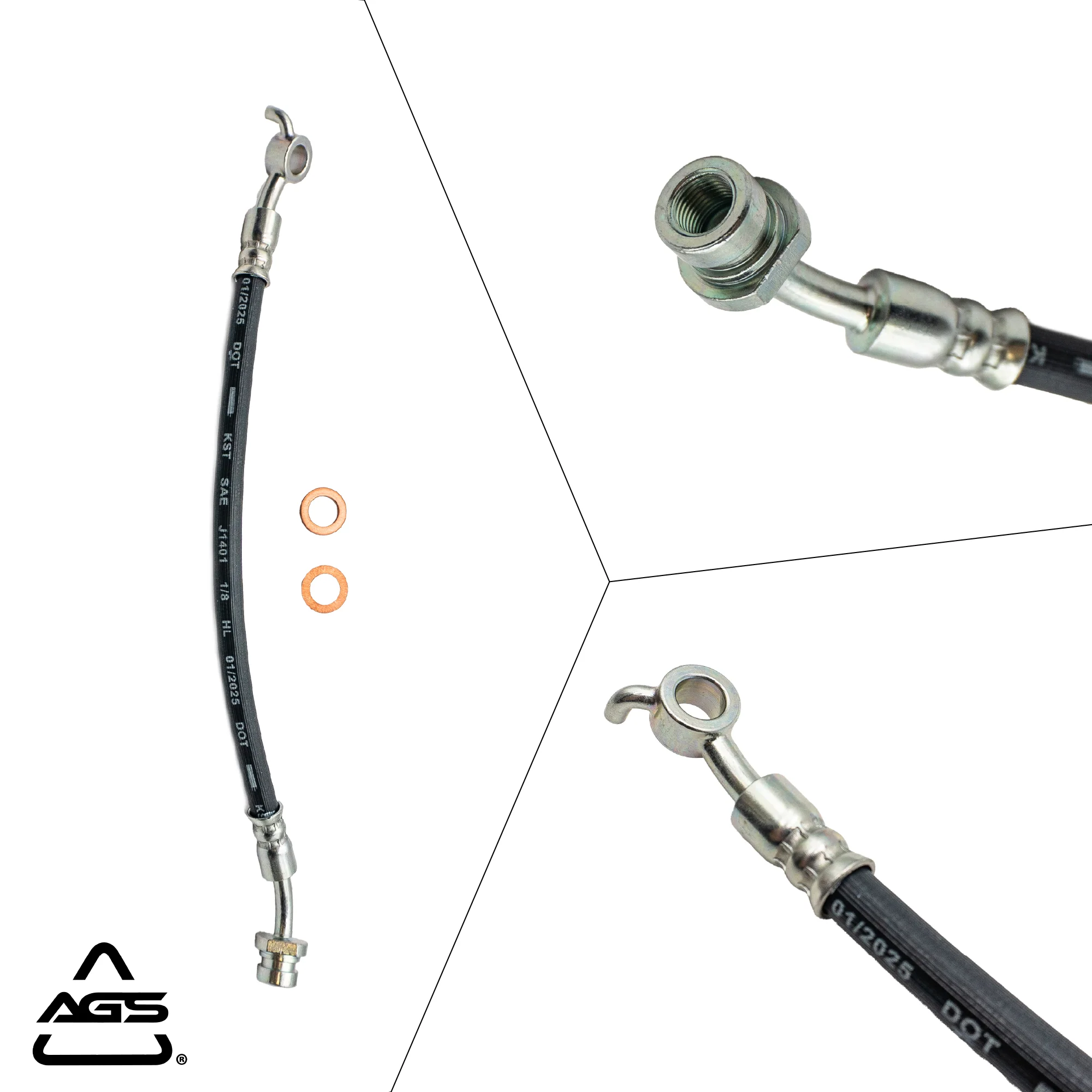 2011-2016 Hyundai Azera, Hyundai Sonata +2 More Rear Left Rubber Brake Hose | AGS-KT40860N