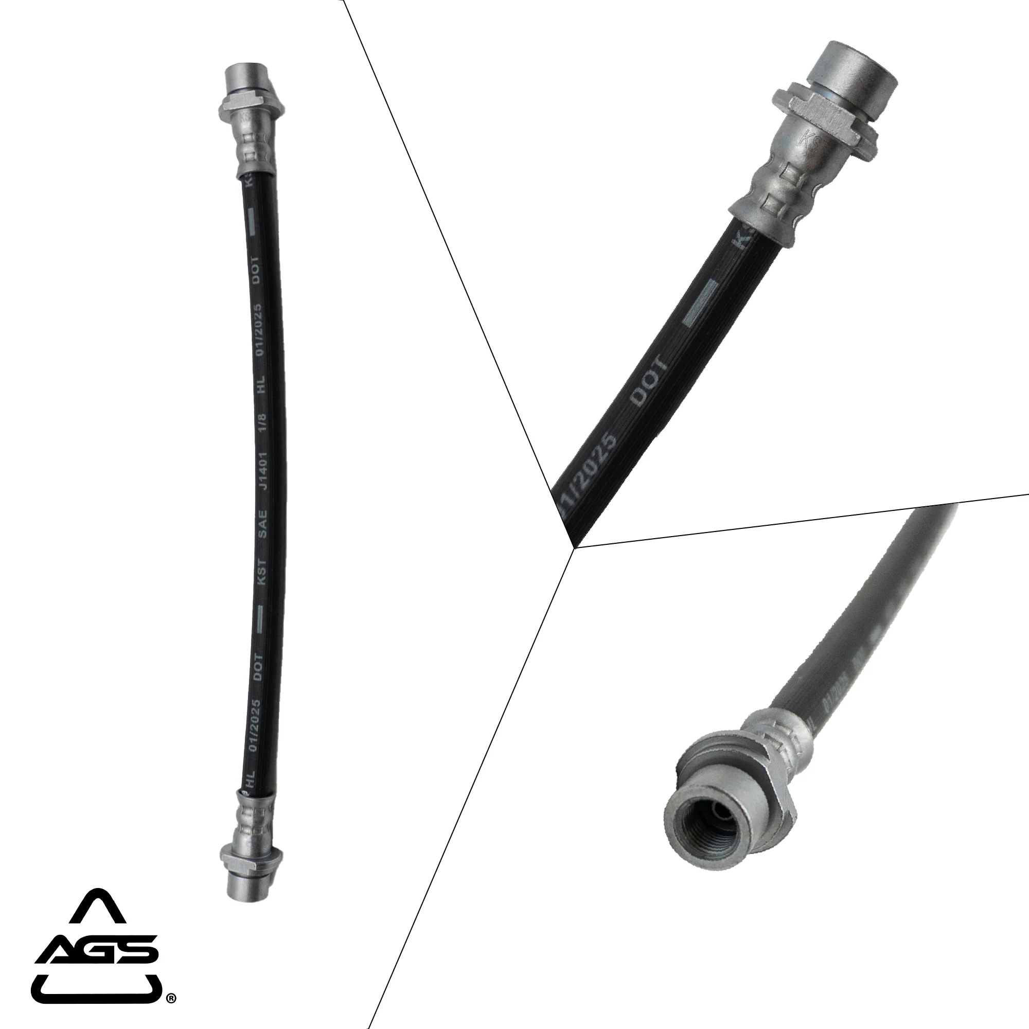 1991-2023 Multi-Vehicle Application Front & Rear Rubber Brake Hose | AGS-KT30108 - Image 2