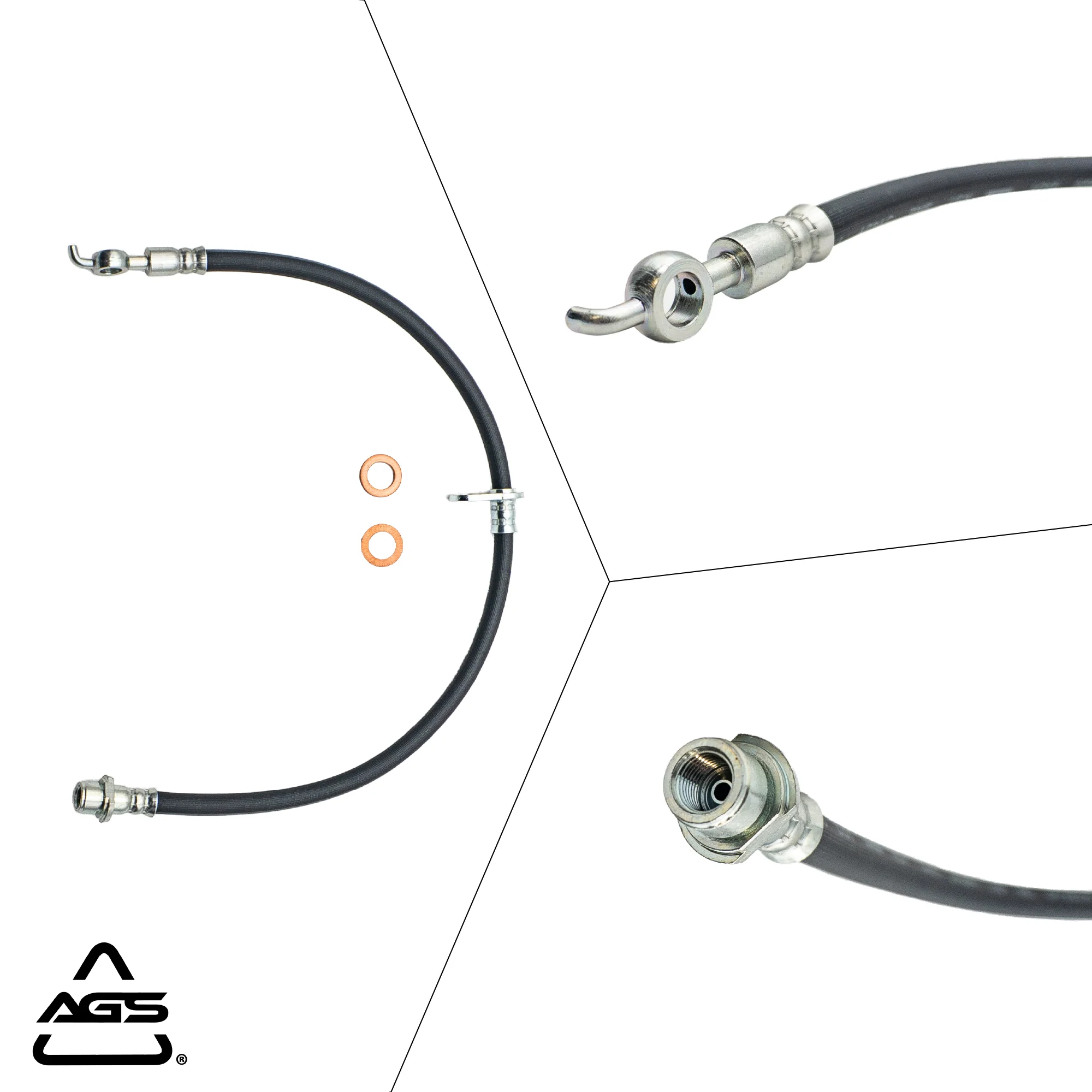 2003-2009 Pontiac Vibe, Toyota Corolla +2 More Front Right Rubber Brake Hose | AGS-KT30122