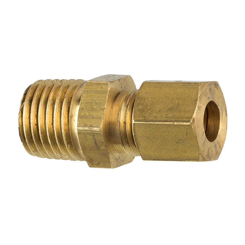 Brass Compression Connector, 1/4" Tube, Male (1/4-18 NPT)