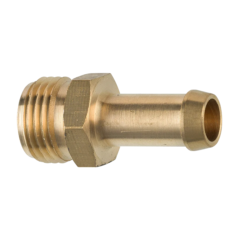Brass Fuel Connector, 3/8 Hose, Male (5/8-18 Inverted)