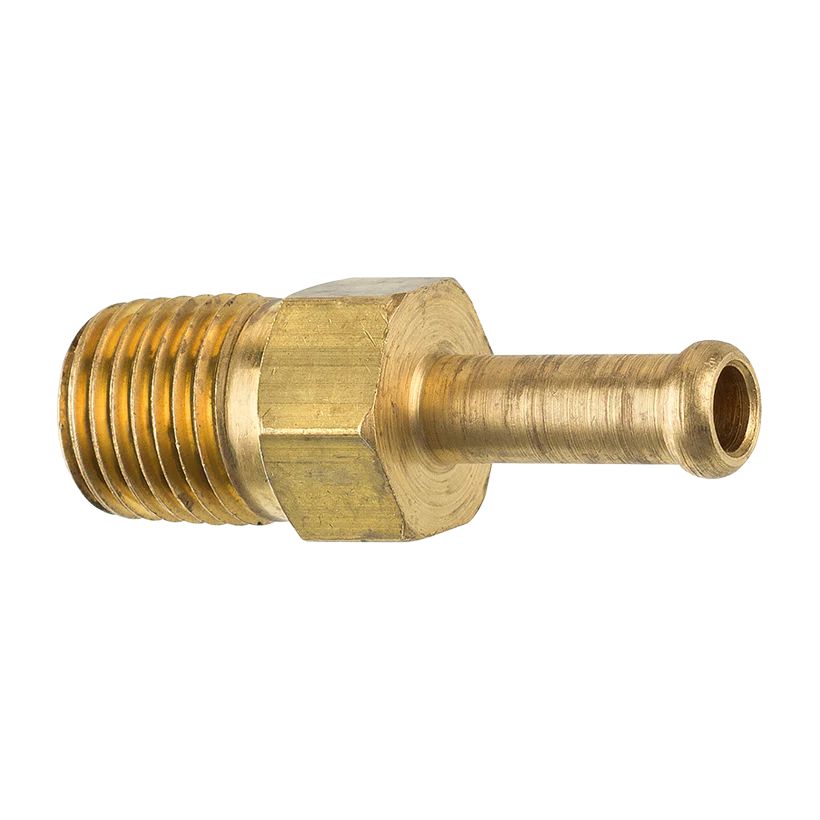 Brass Rigid Male Hose Clamp, 1/4" Hose, Male (1/4-18 NPT)