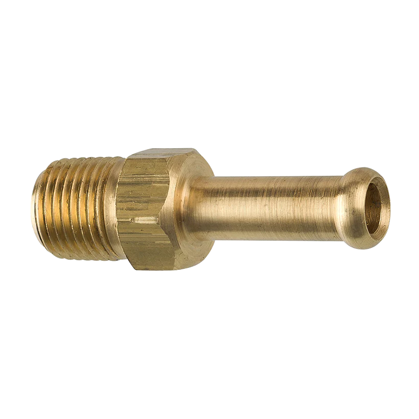 Brass Rigid Male Hose Clamp, 1/4" Hose, Male (1/8-27 NPT)