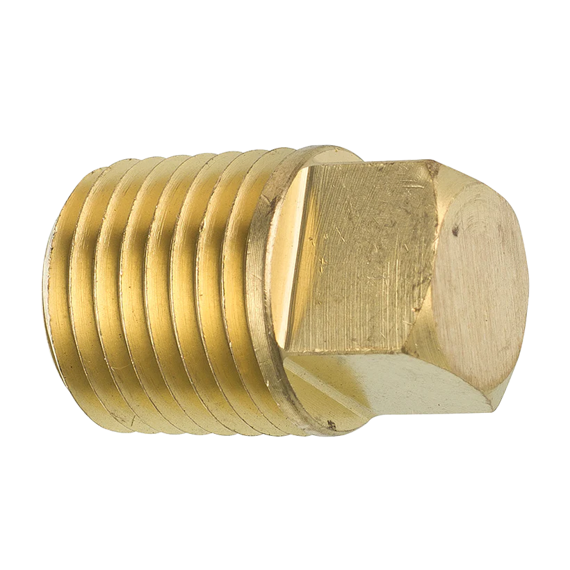Brass Square Head Plug, Male (1/4-18 NPT)